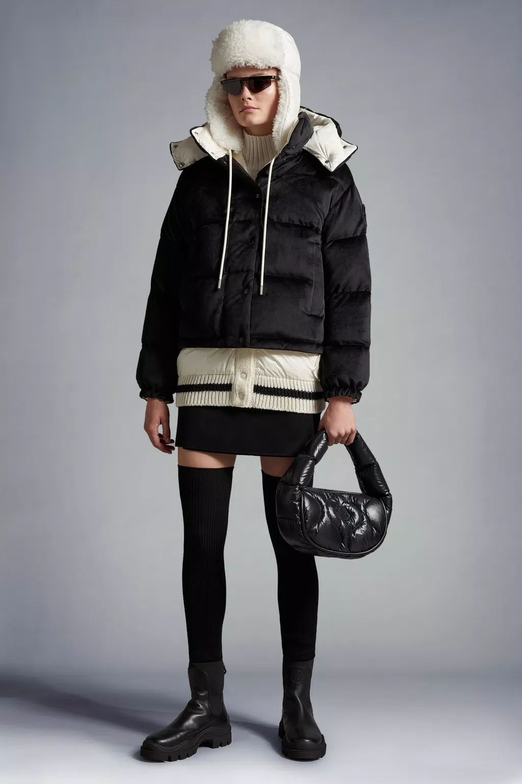 Black Daos Chenille Down Jacket - Short Down Jackets for Women | Moncler HK