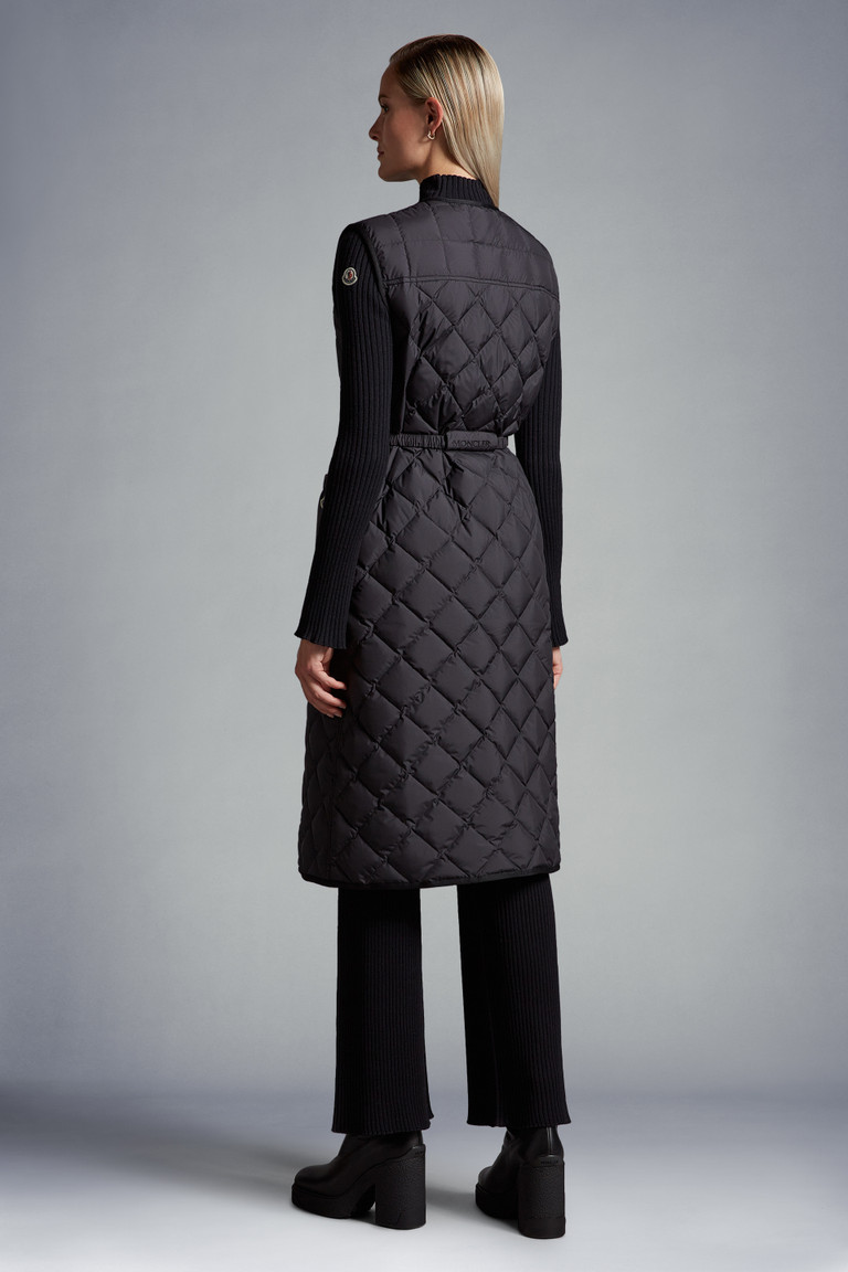 Black Butor Long Down Vest Vests for Women Moncler US