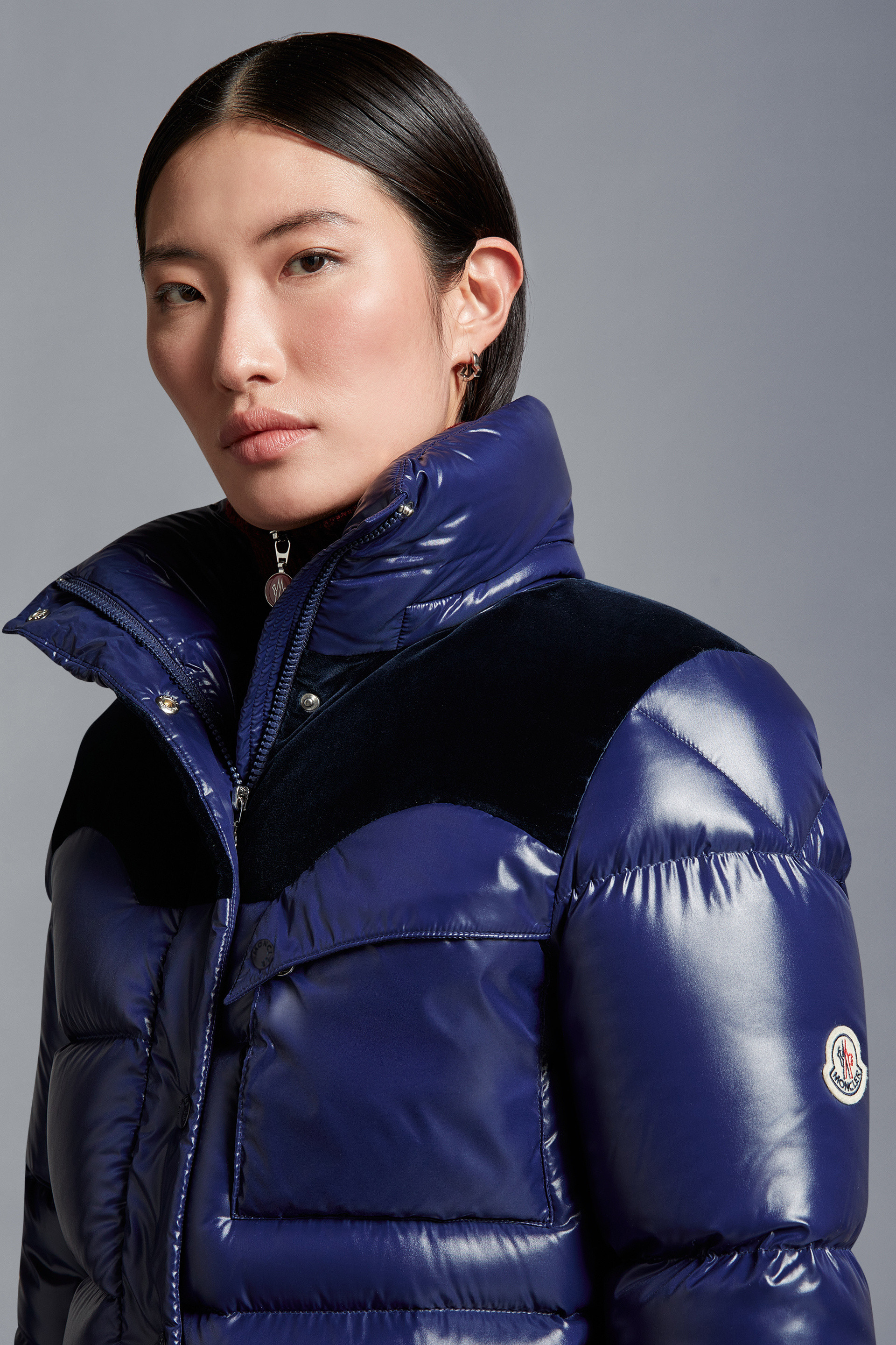 Moncler blue store velvet jacket