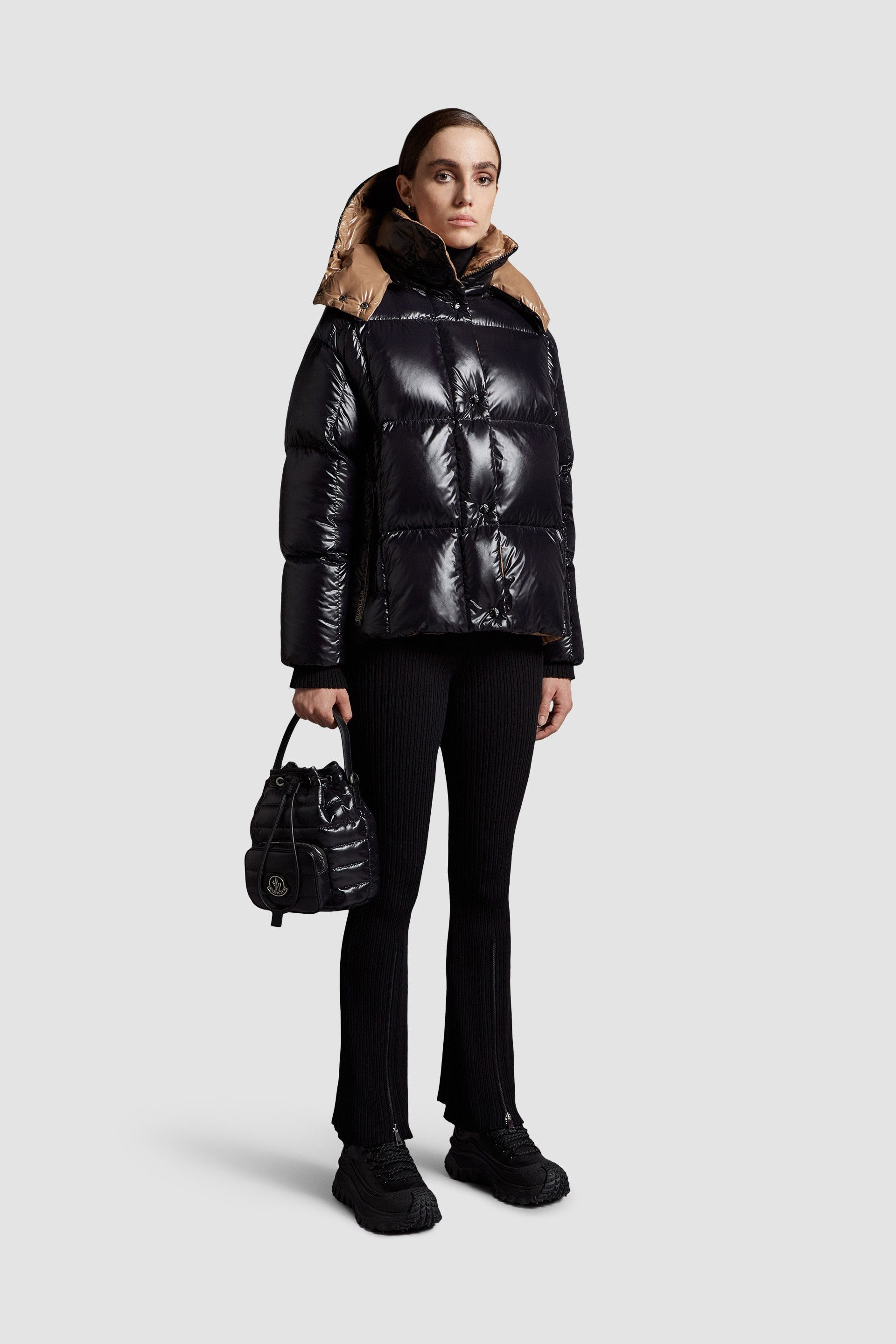 All black hot sale moncler coat