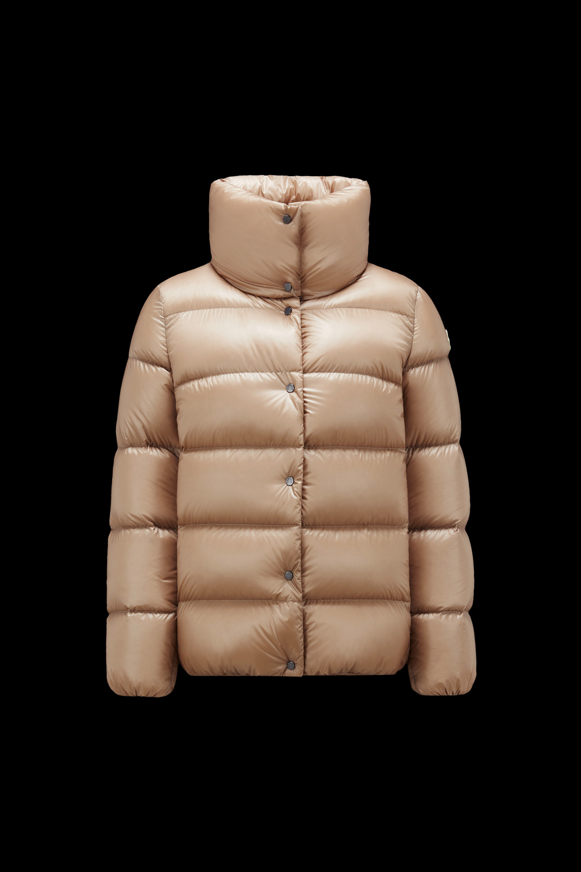 MONCLER Leichtge kurze Metallic-Effekt-Daunenjacke Blinic