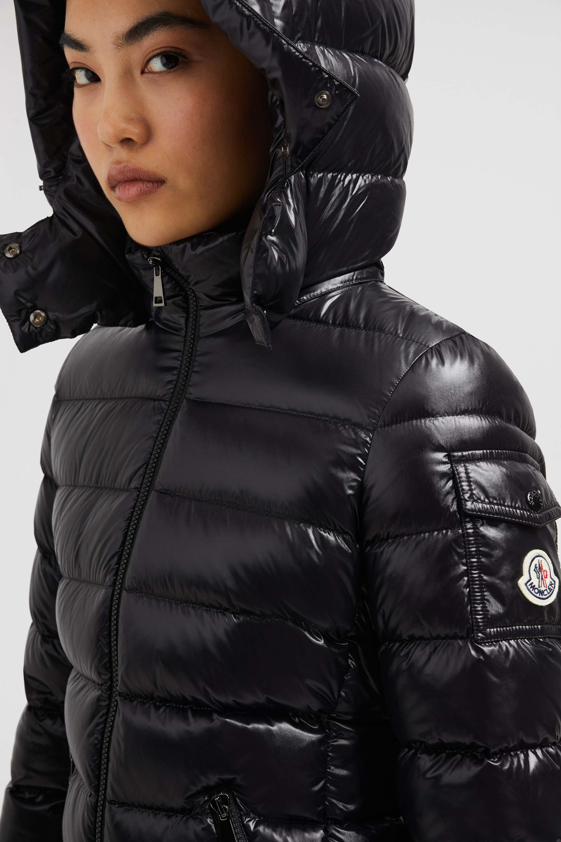 Moncler black hooded online jacket