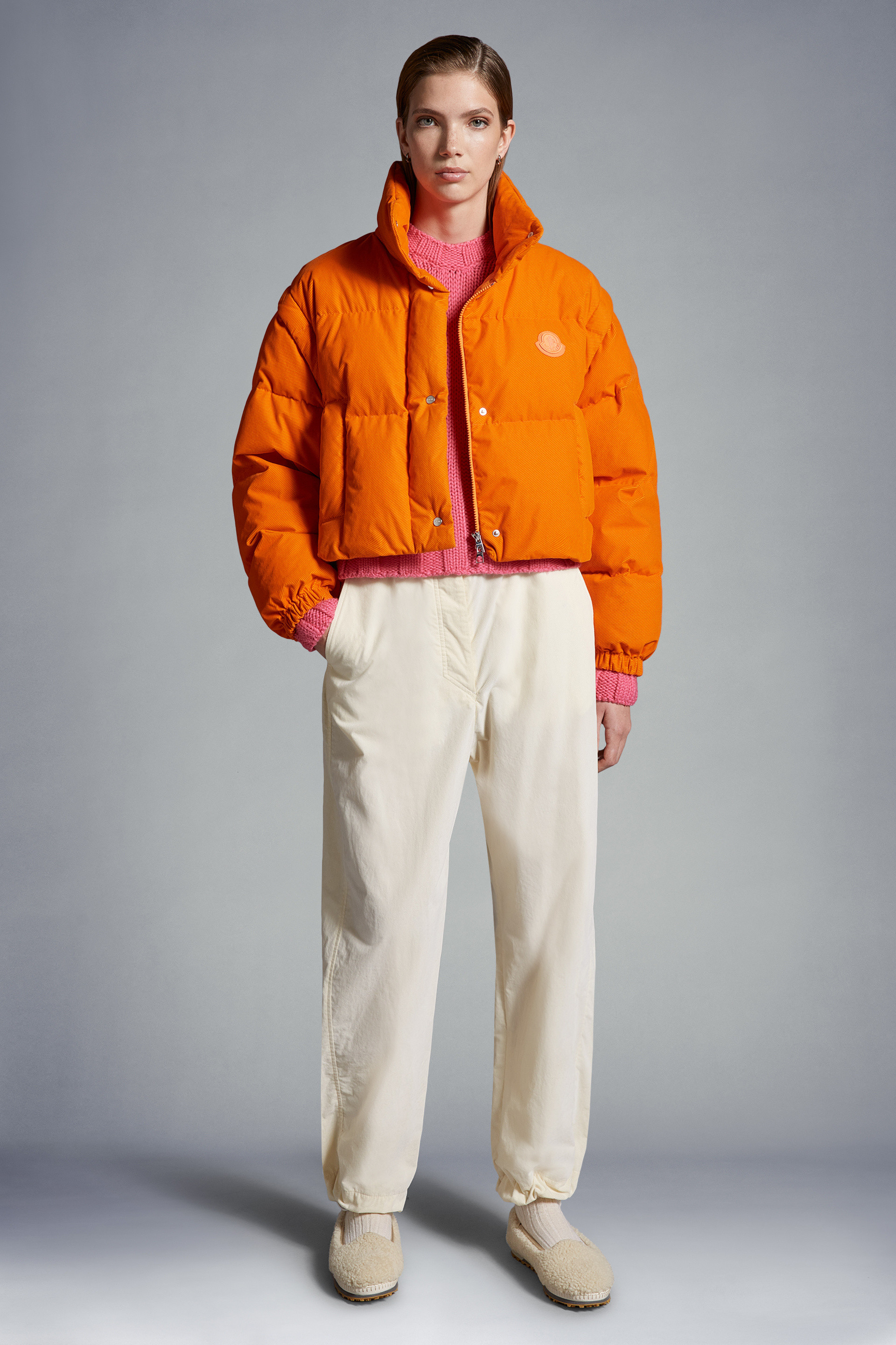 Orange Grenadelle Short Down Jacket - Short Down Jackets for Women ...
