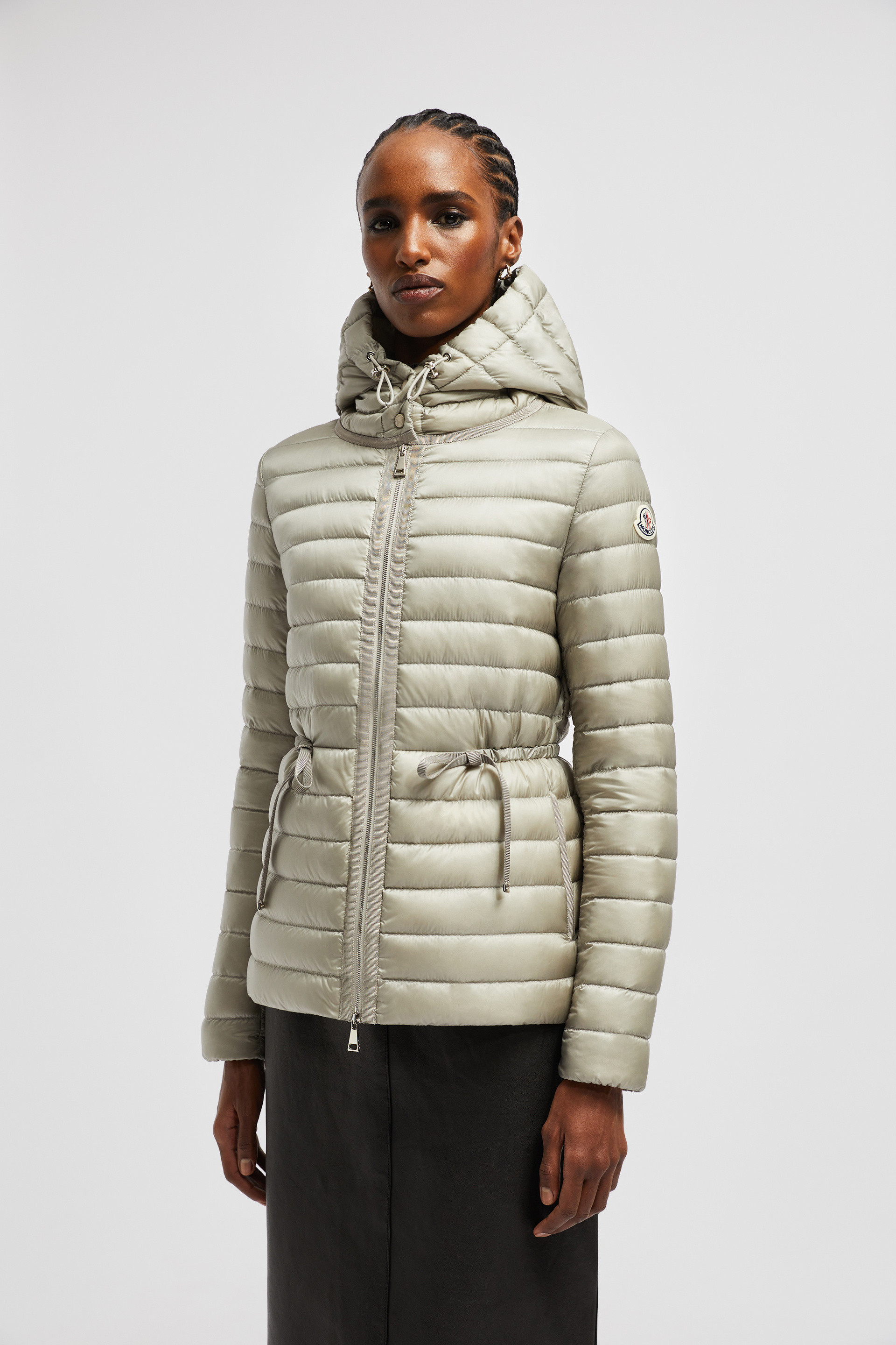 Light Gray Raie Short Down Jacket - Short Down Jackets for Women 