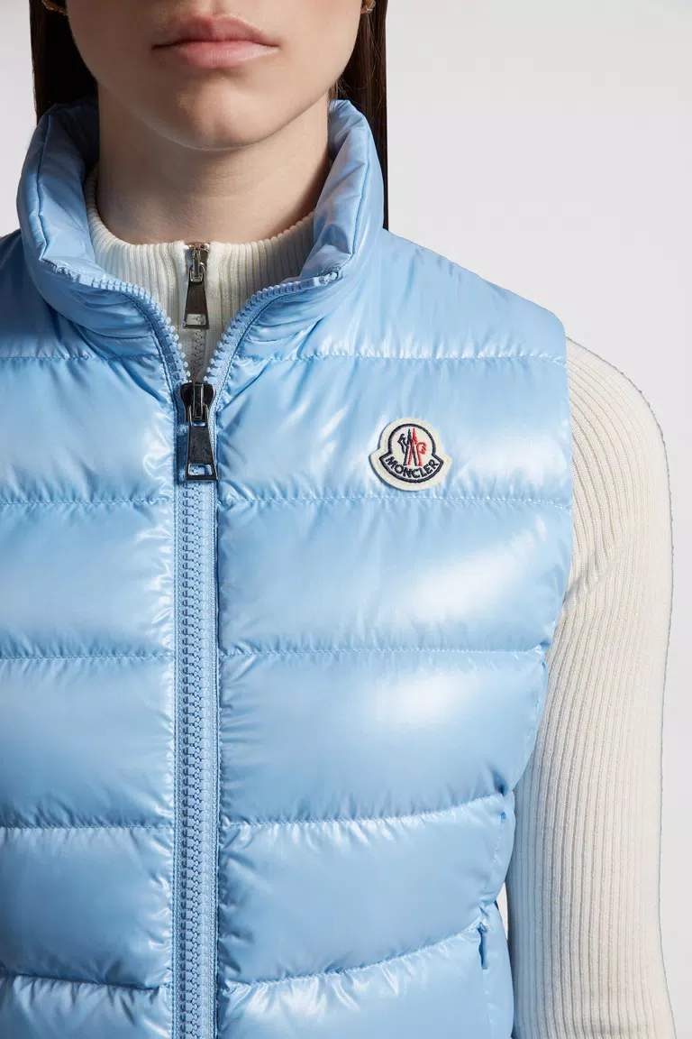 Powder Blue Ghany Down Gilet - Vests for Women | Moncler GB