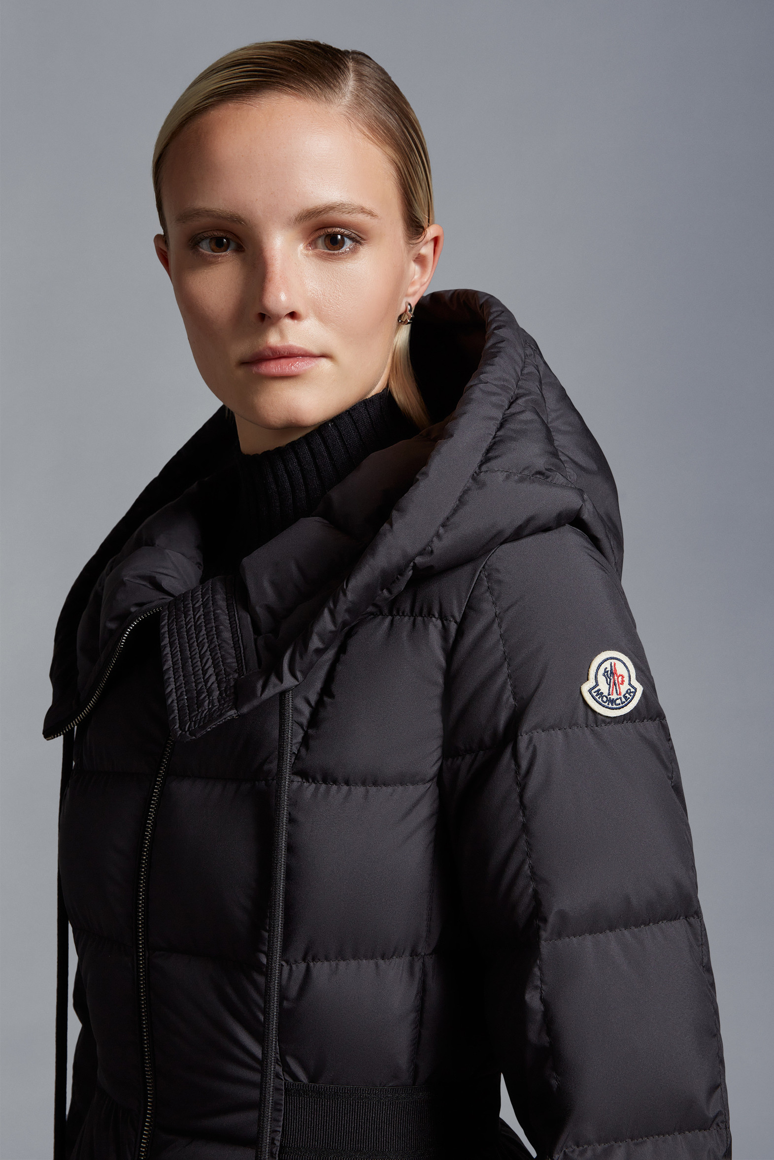 Black Faucon Long Down Jacket Long Down Jackets for Women Moncler IT