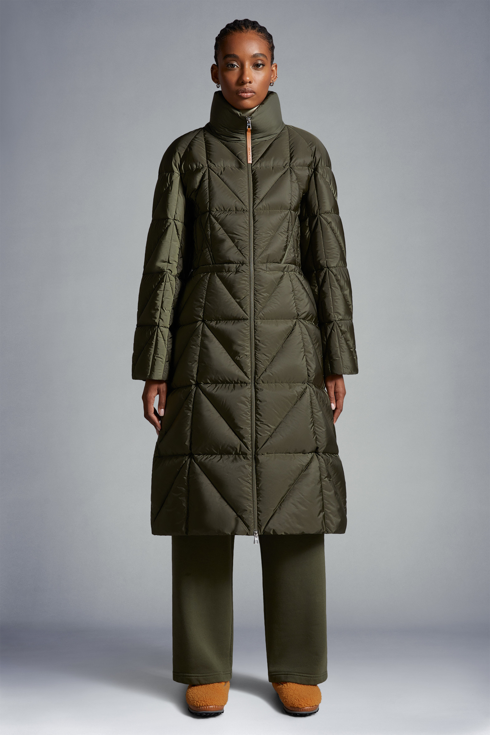 Dark Green Cerise Long Down Jacket Long Down Jackets for Women