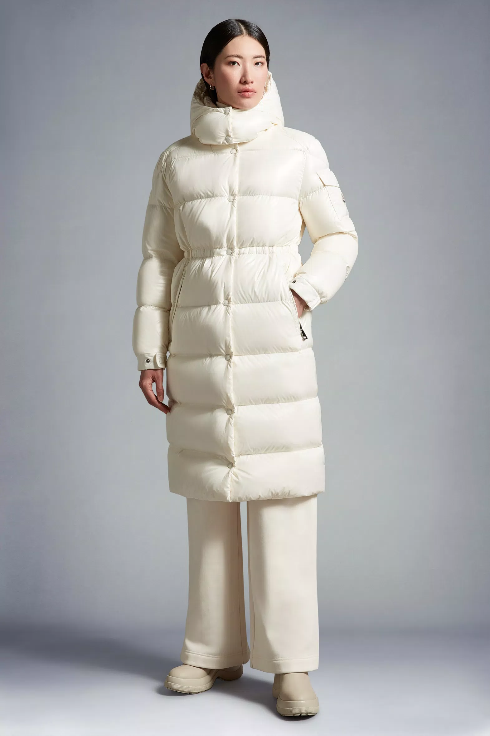 White Cavettaz Long Down Jacket - Long Down Jackets for Women | Moncler GB