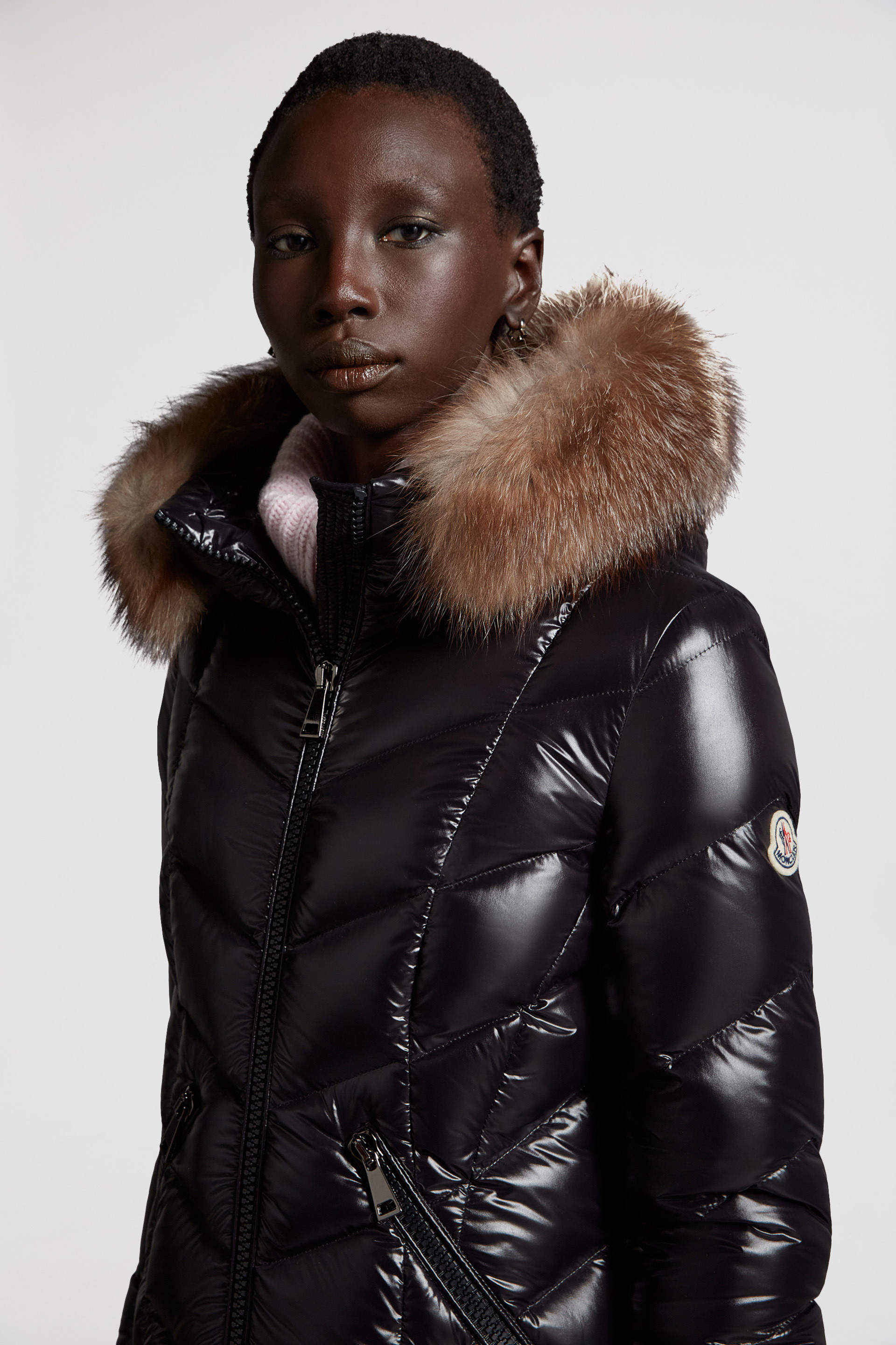 Womens black on sale moncler coat