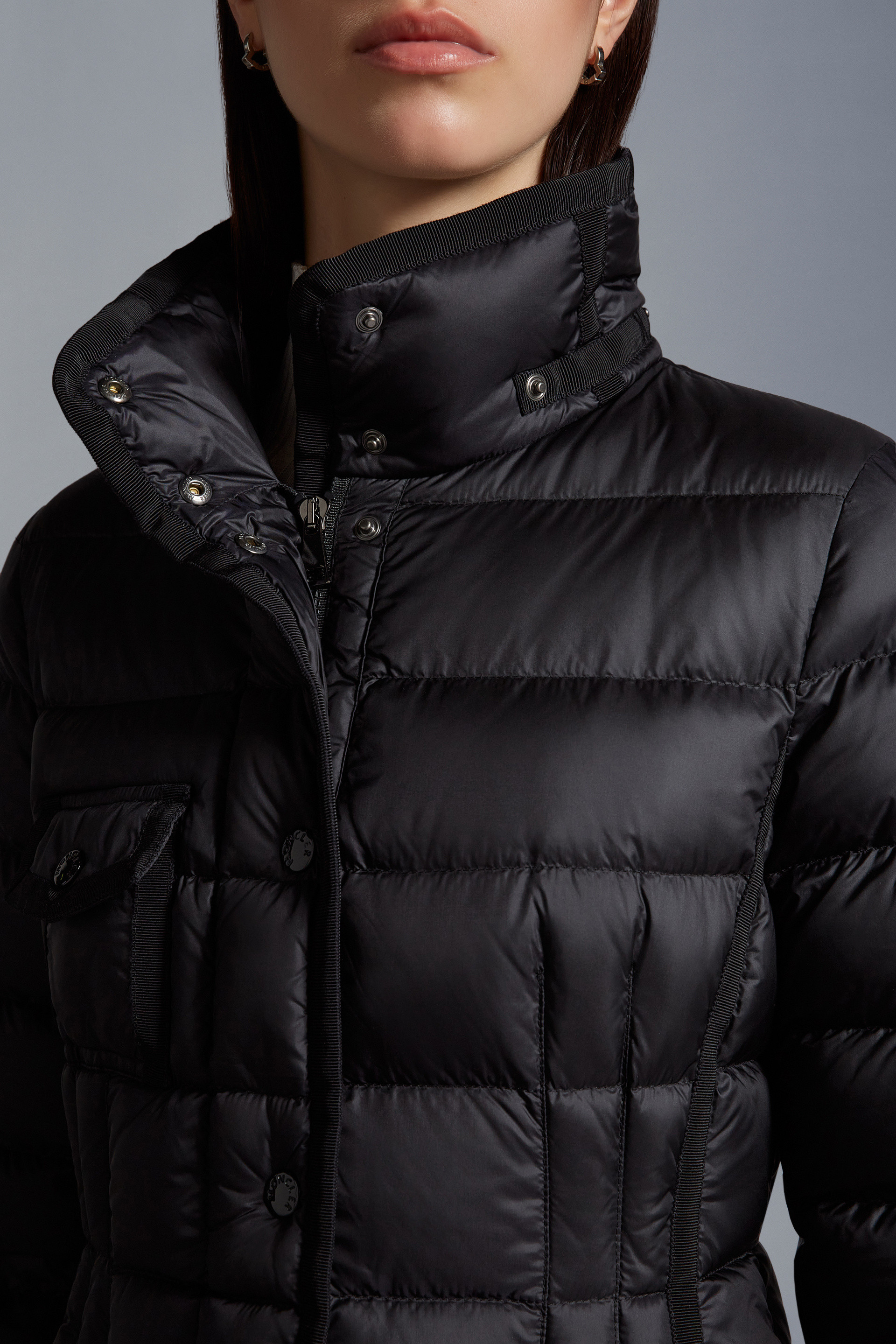 Black Hermine Long Down Jacket - Long Down Jackets for Women 