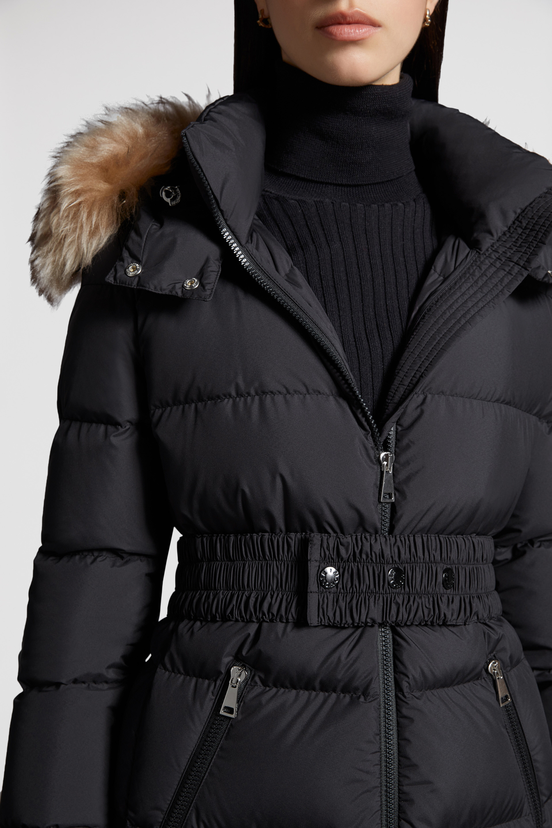 Moncler ladies jacket shop with fur hood