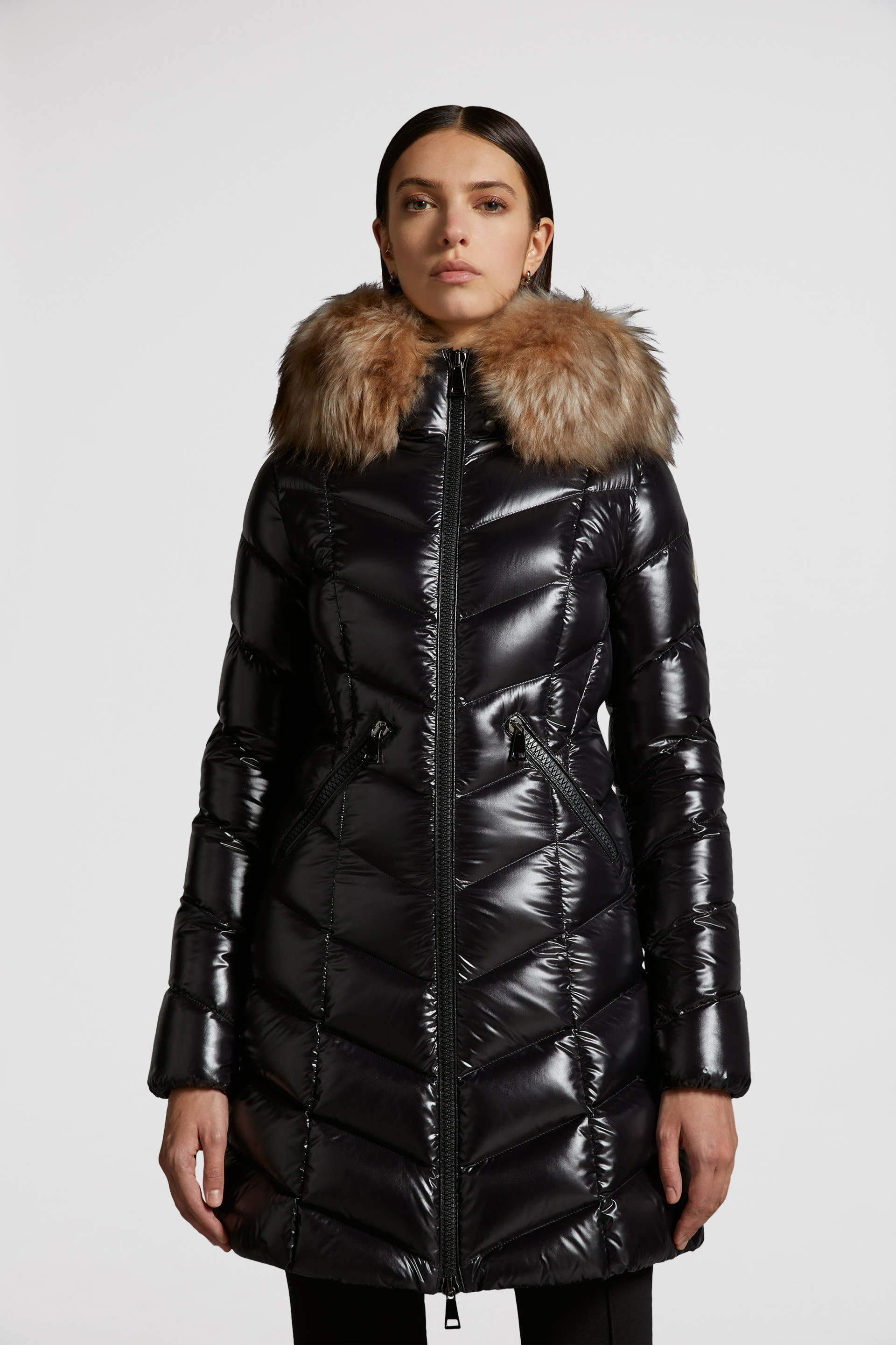 Long black cheap moncler coat