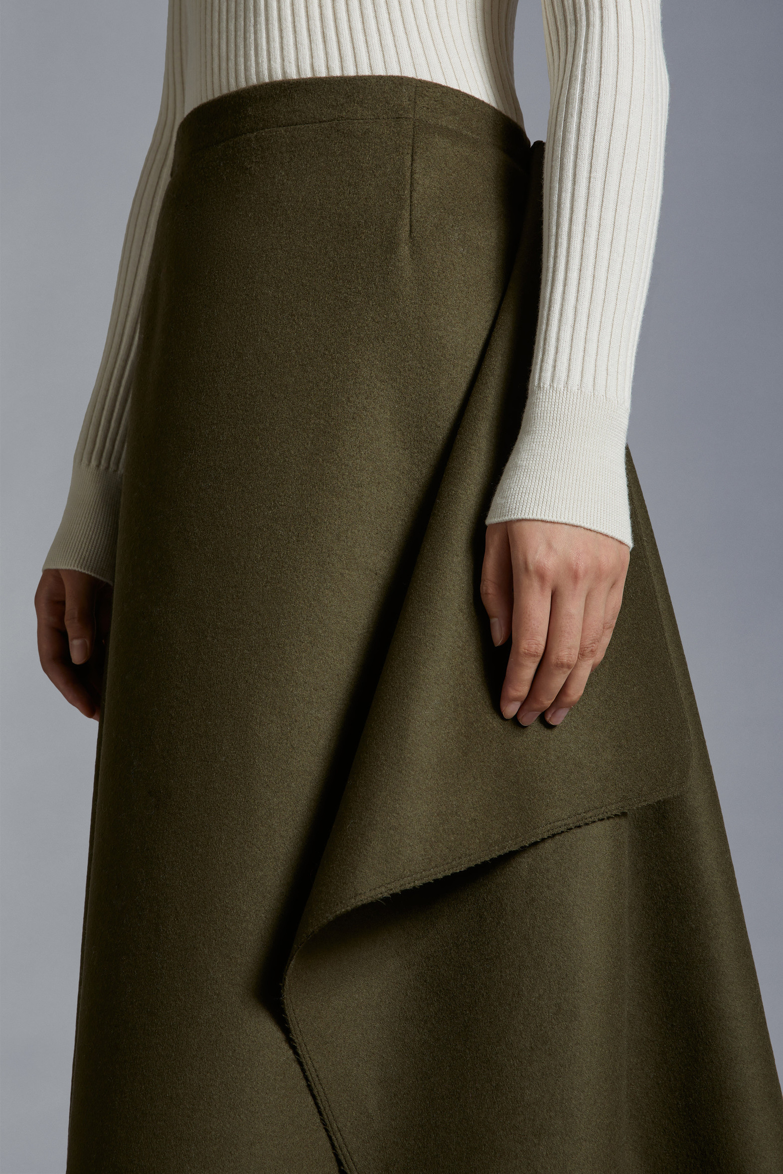 Dark Green Wool Wrap Skirt Skirts for Women Moncler HR