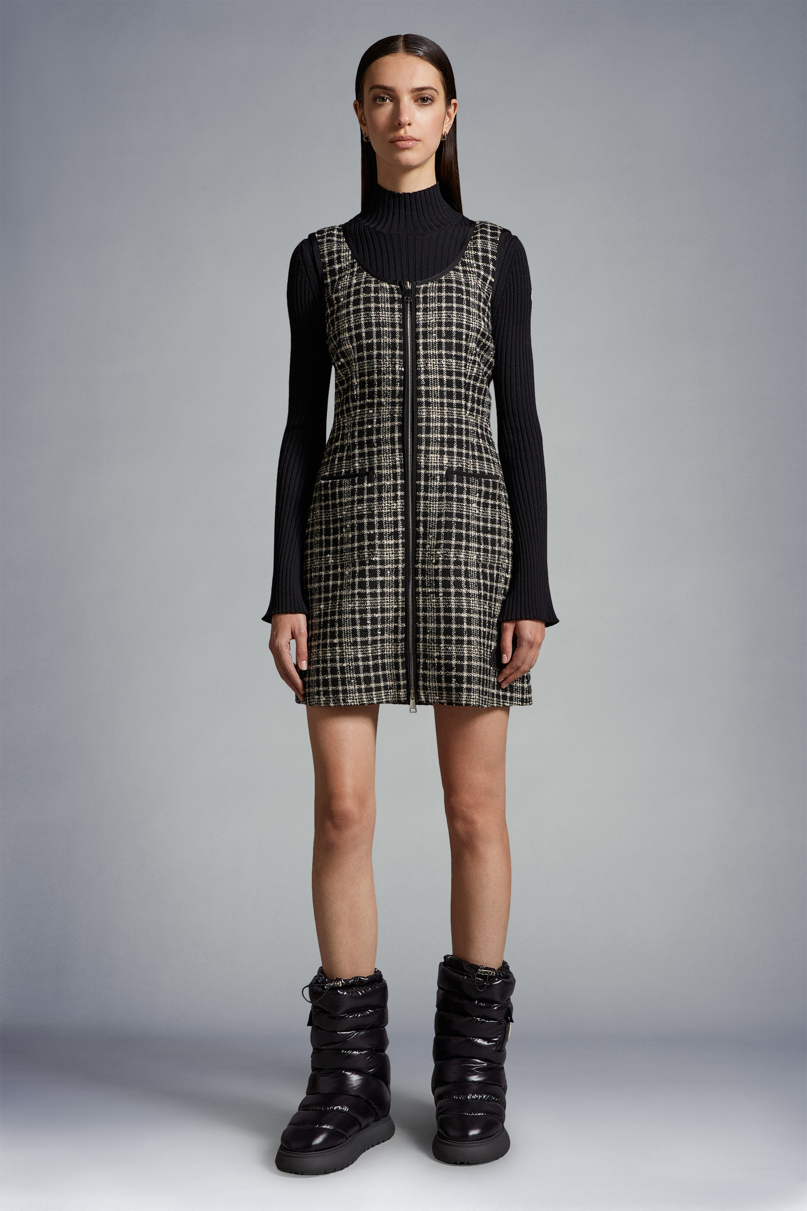Robe en tweed ?� carreaux Noir & Blanc - Robes Femme | Moncler FR