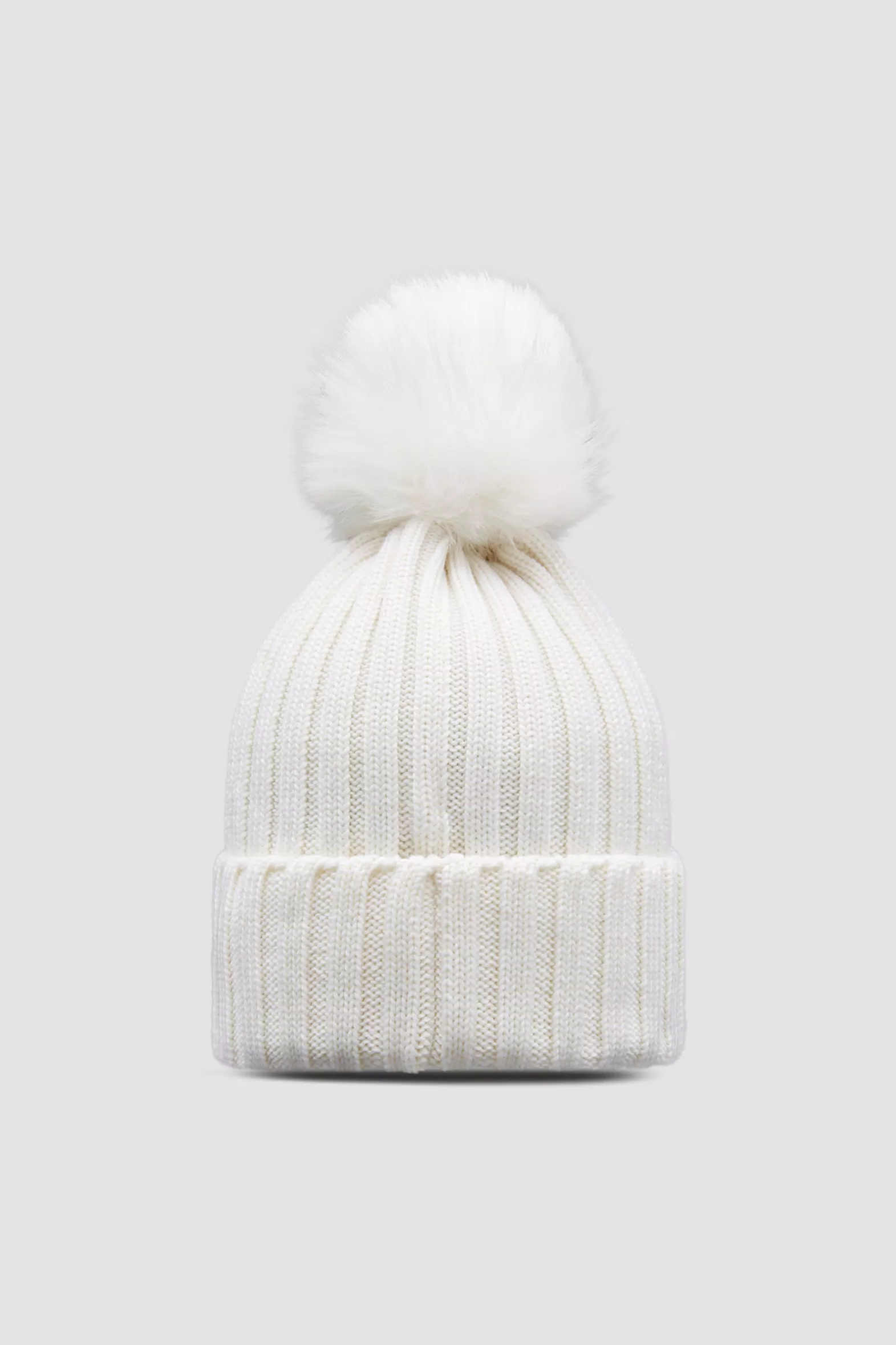 Off White Beanie with Pom Pom - Hats & Beanies for Women | Moncler US