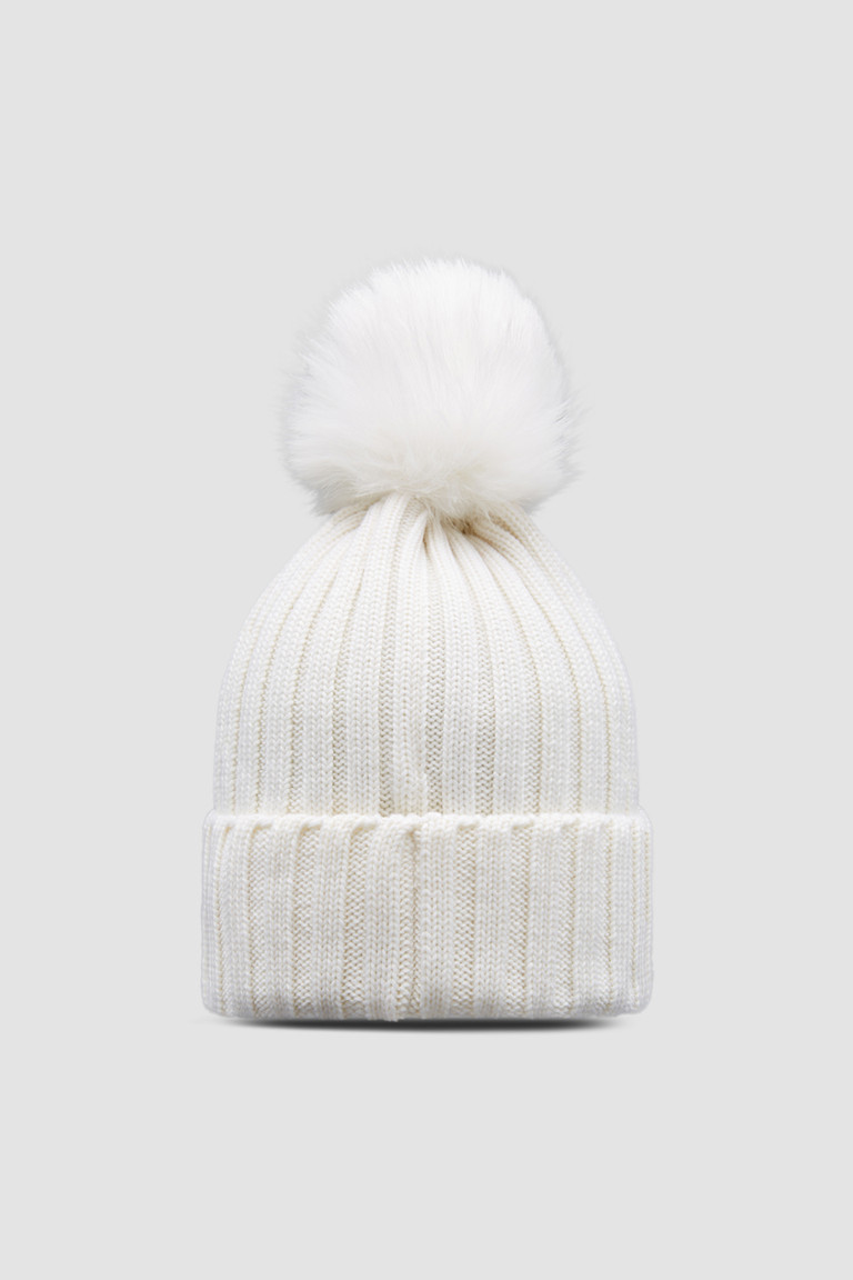 Off White Beanie with Pom Pom Hats & Beanies for Women Moncler US
