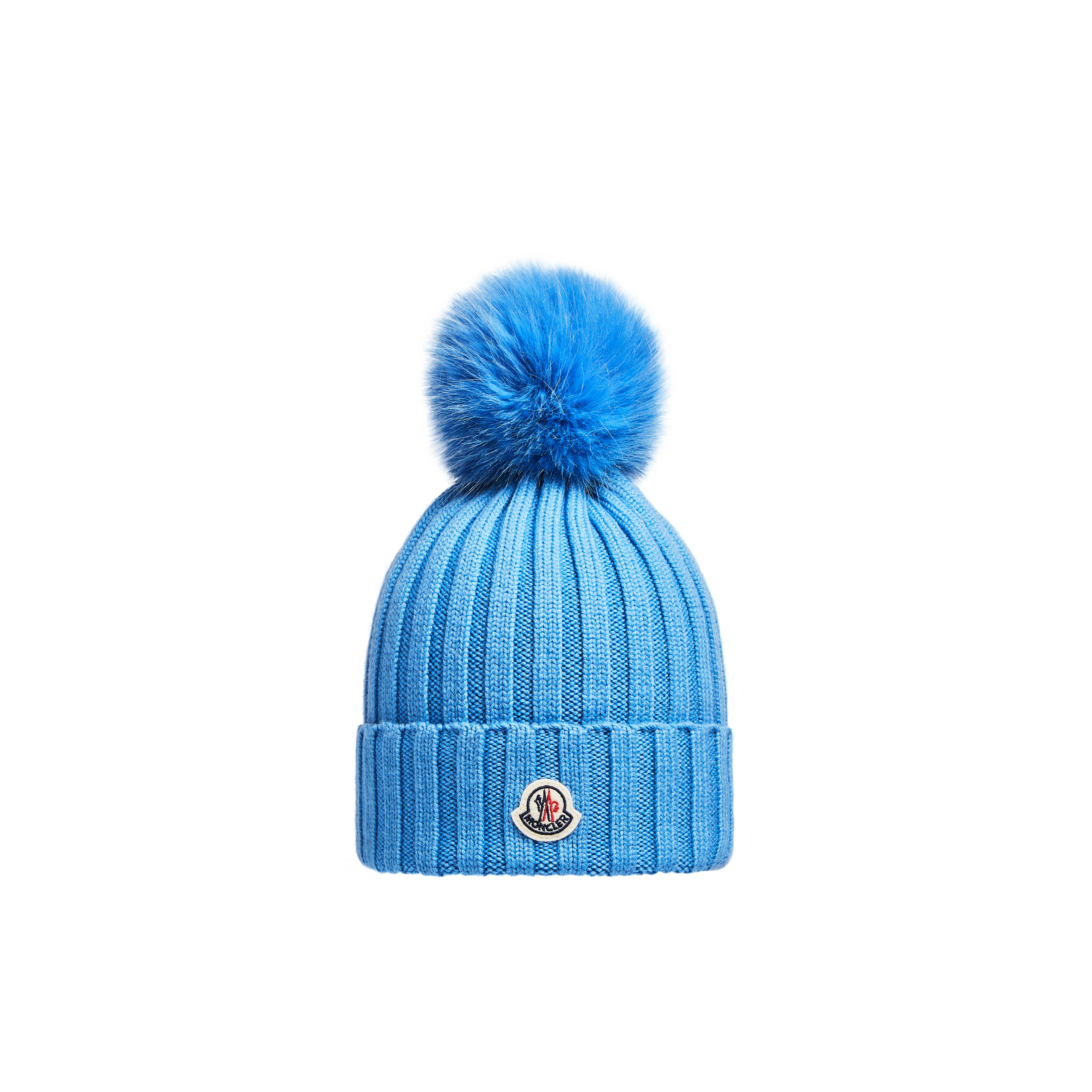 Moncler Collection Beanie With Pom Pom Blue In Bleu