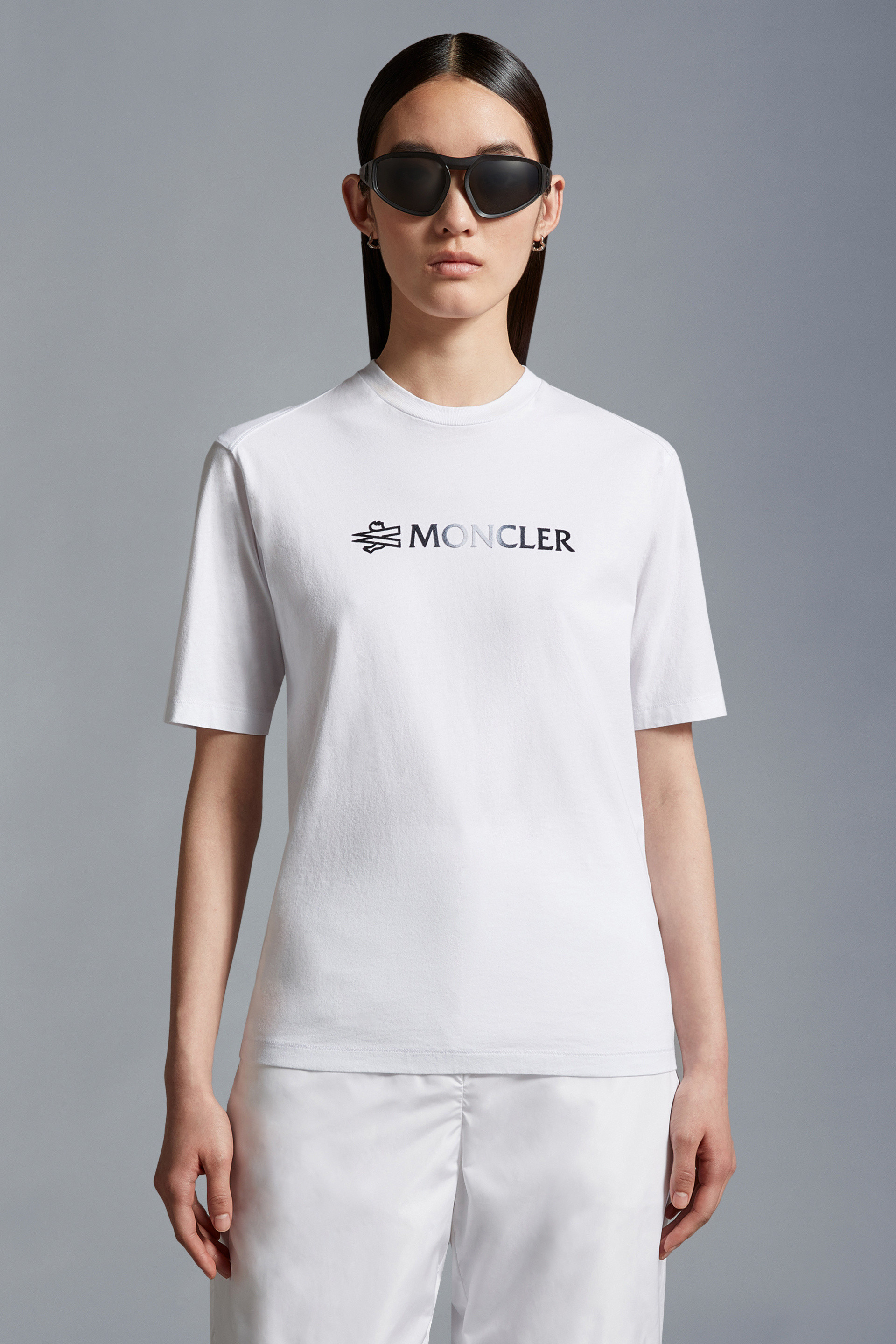 Moncler: White Logo T-Shirt