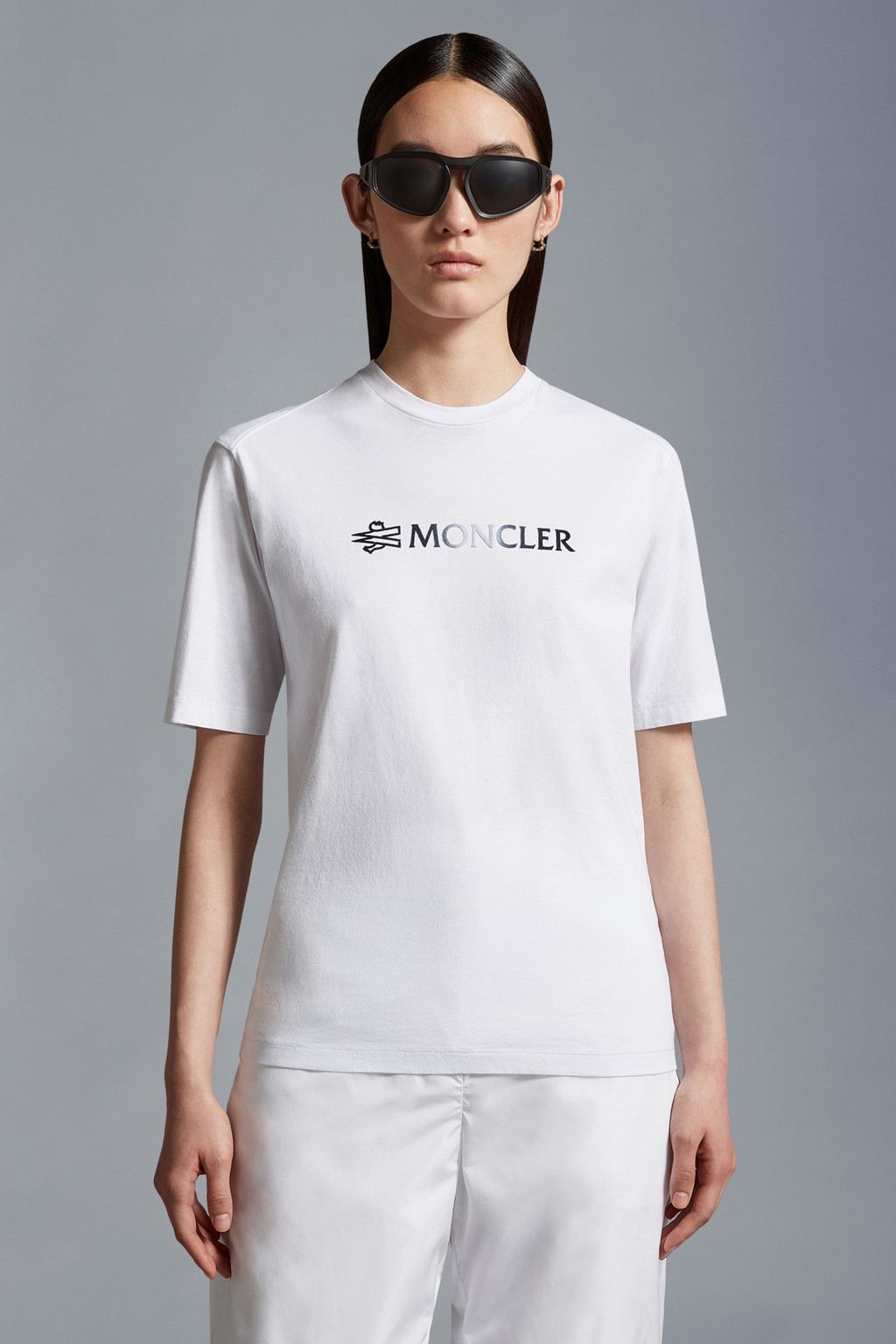 光学白女士标识短袖T恤- 上衣&T恤for 女装| Moncler SG