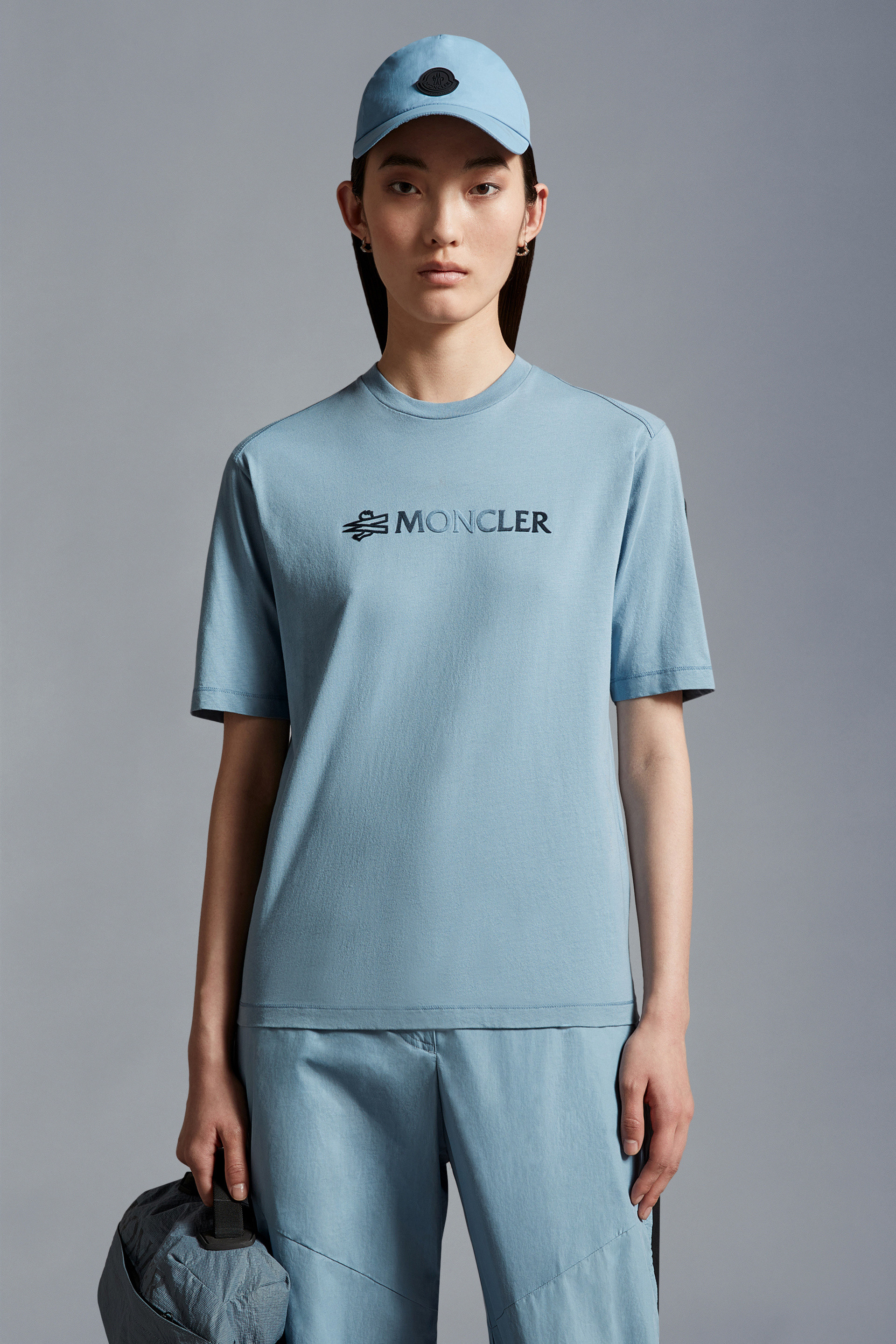 Blue moncler hot sale shirt