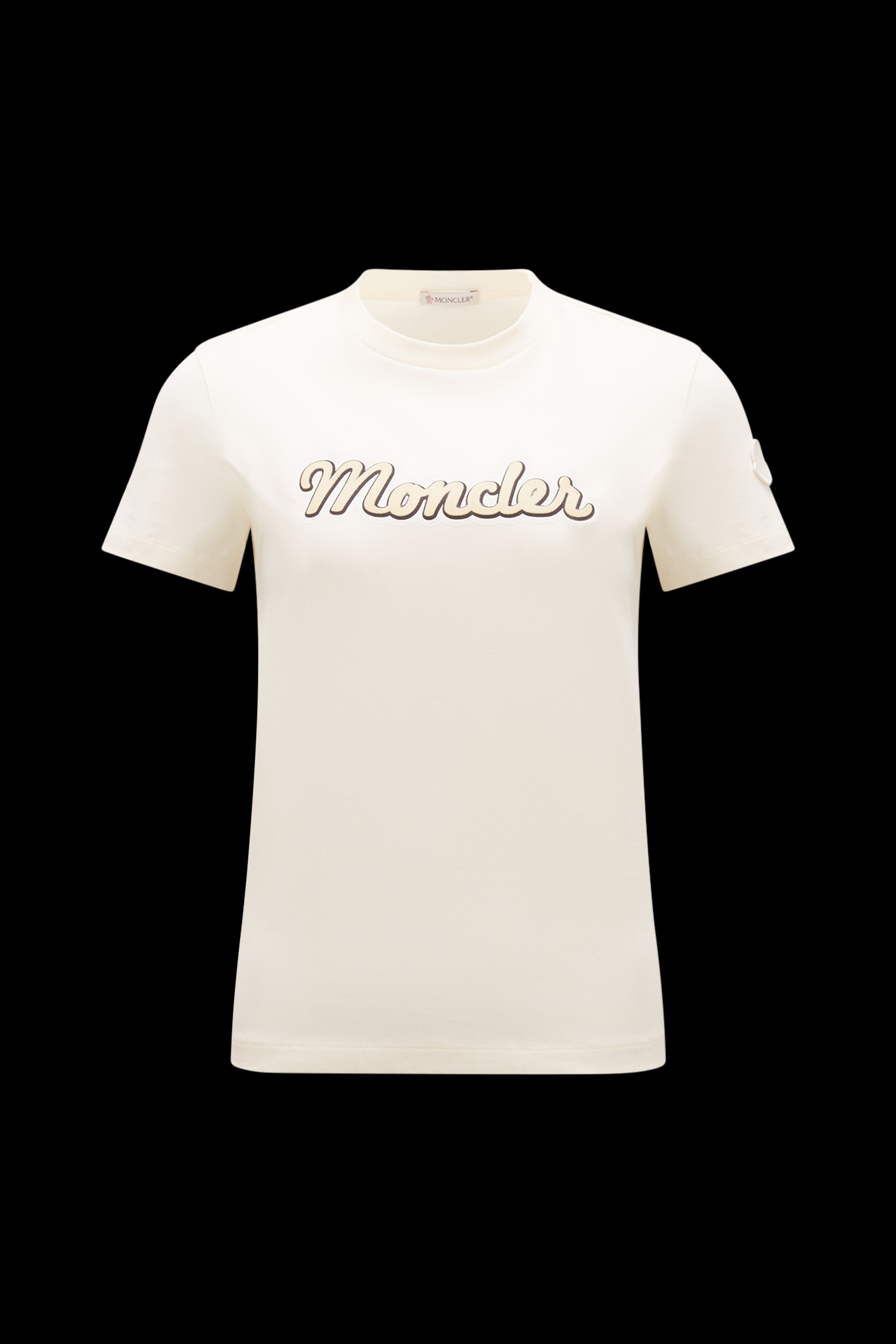 Moncler white logo t shirt sale