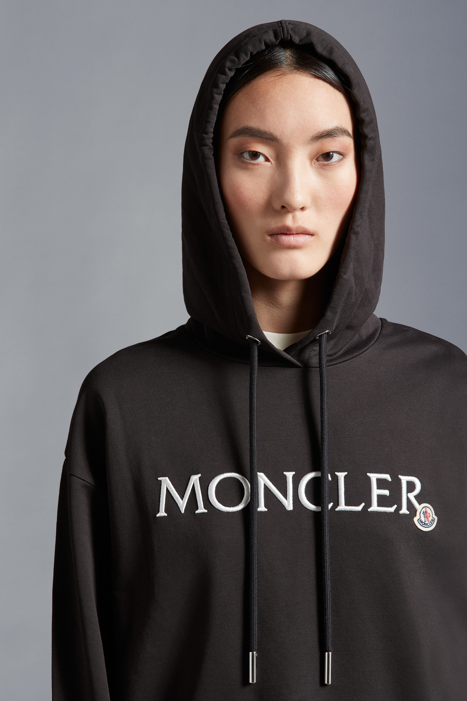 Moncler Monogrammed Fleece Hoodie in Black for Men