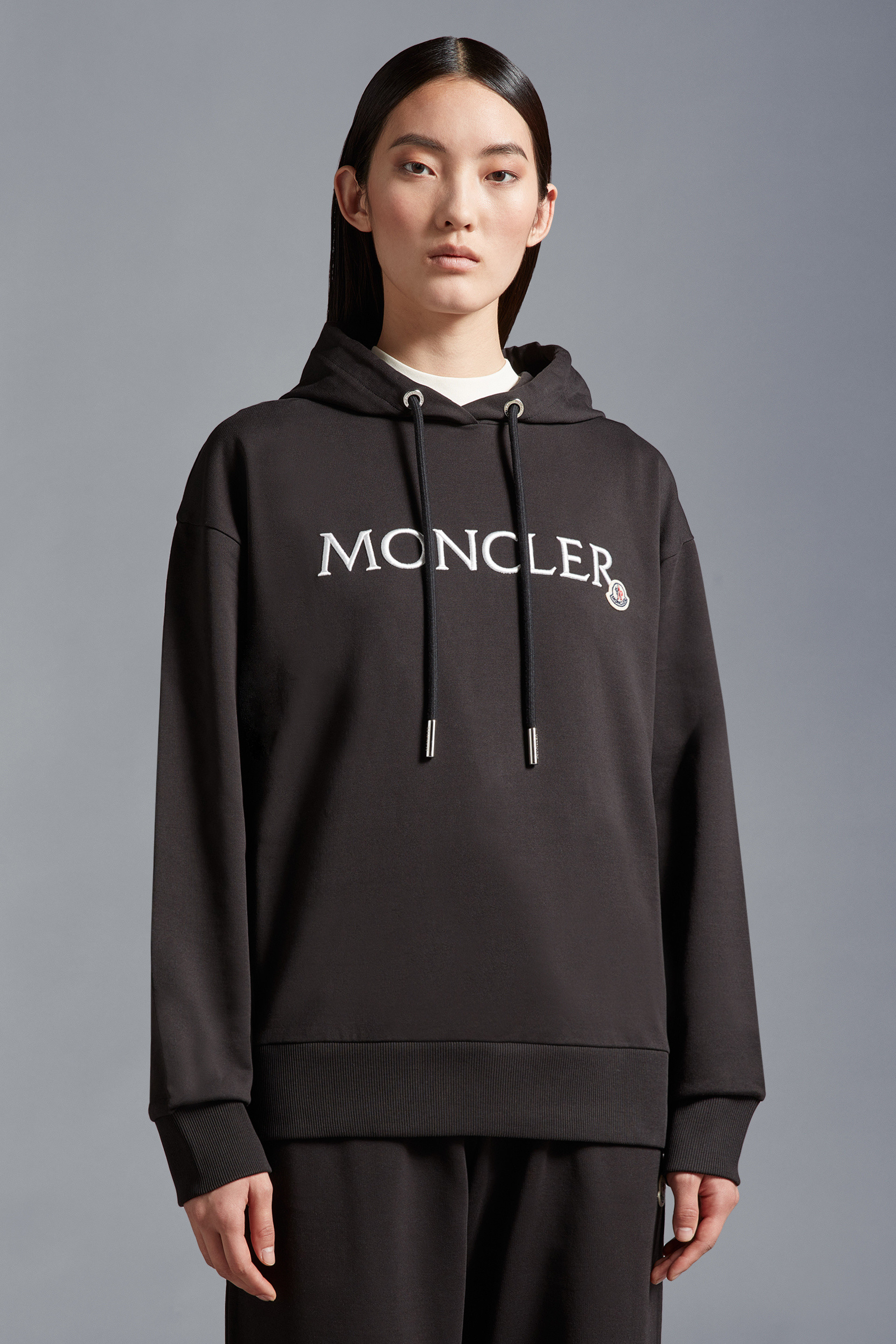 Moncler Logo Hoodie In Black