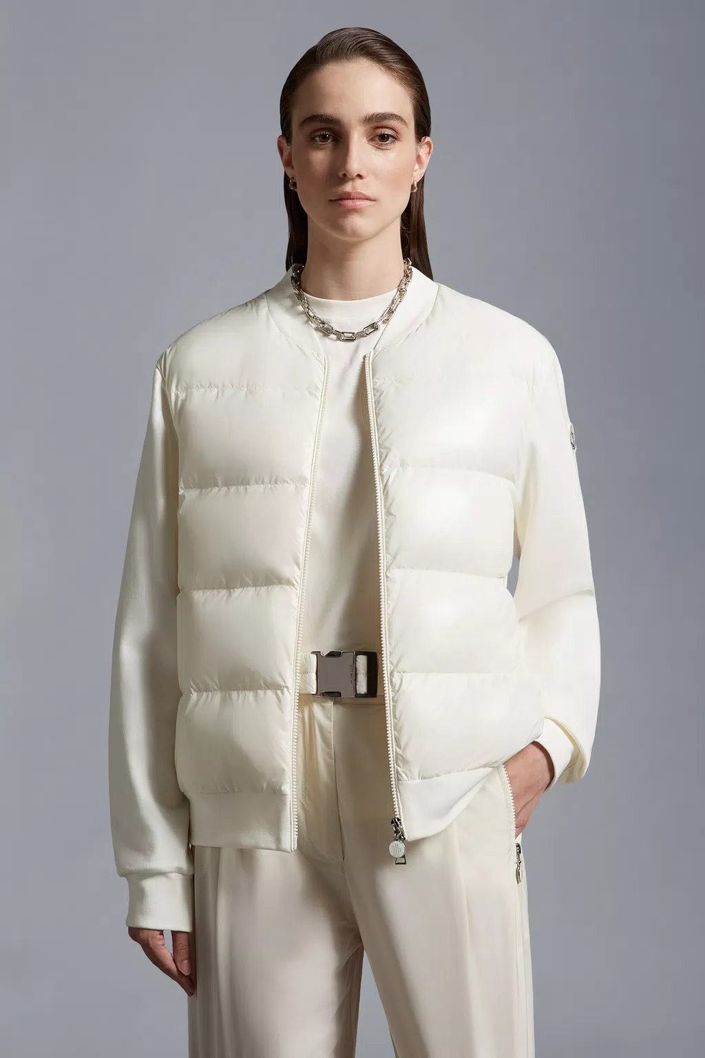 Padded Zip-Up Sweatshirt Women White Moncler 1