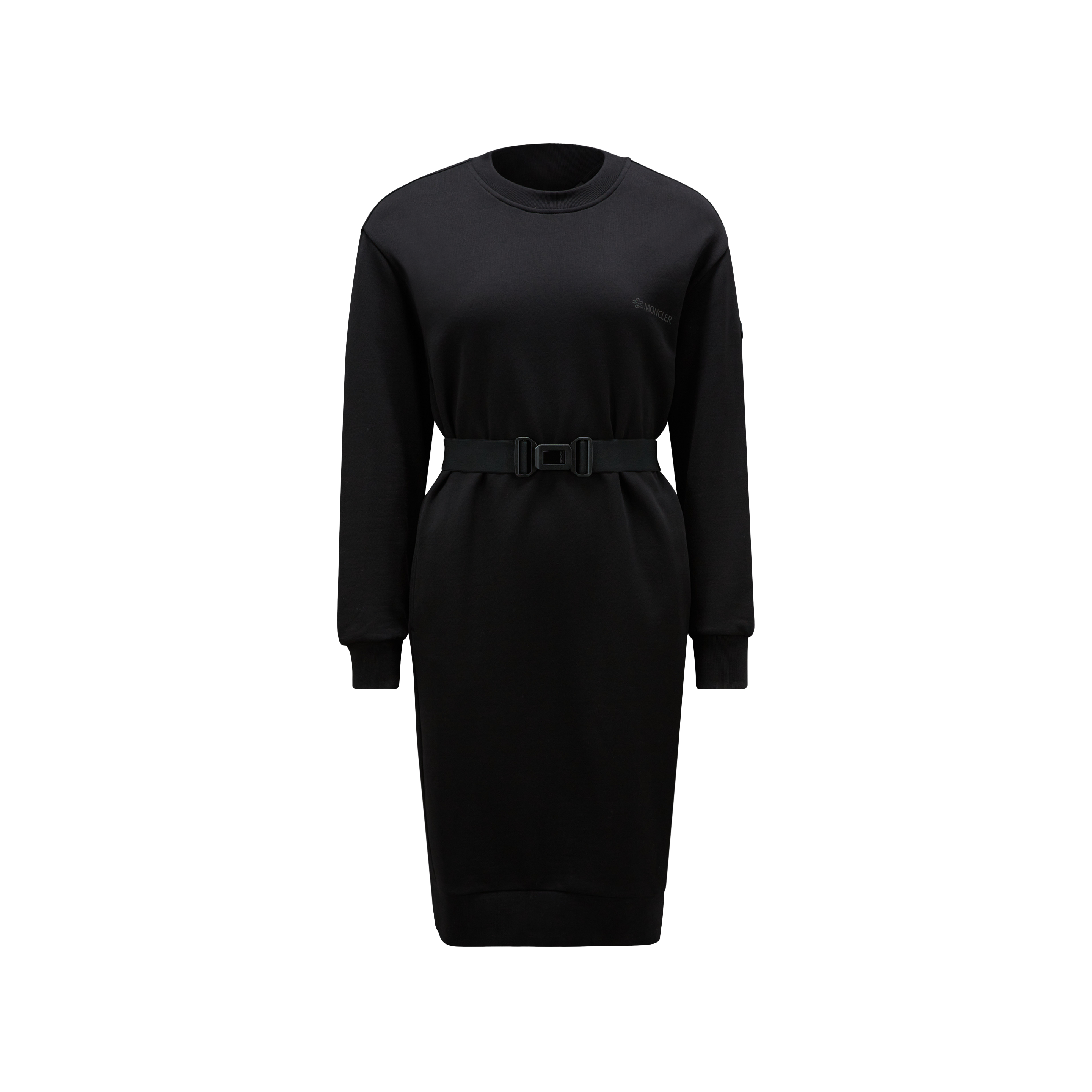 Moncler Collection Belted Cotton Dress Black