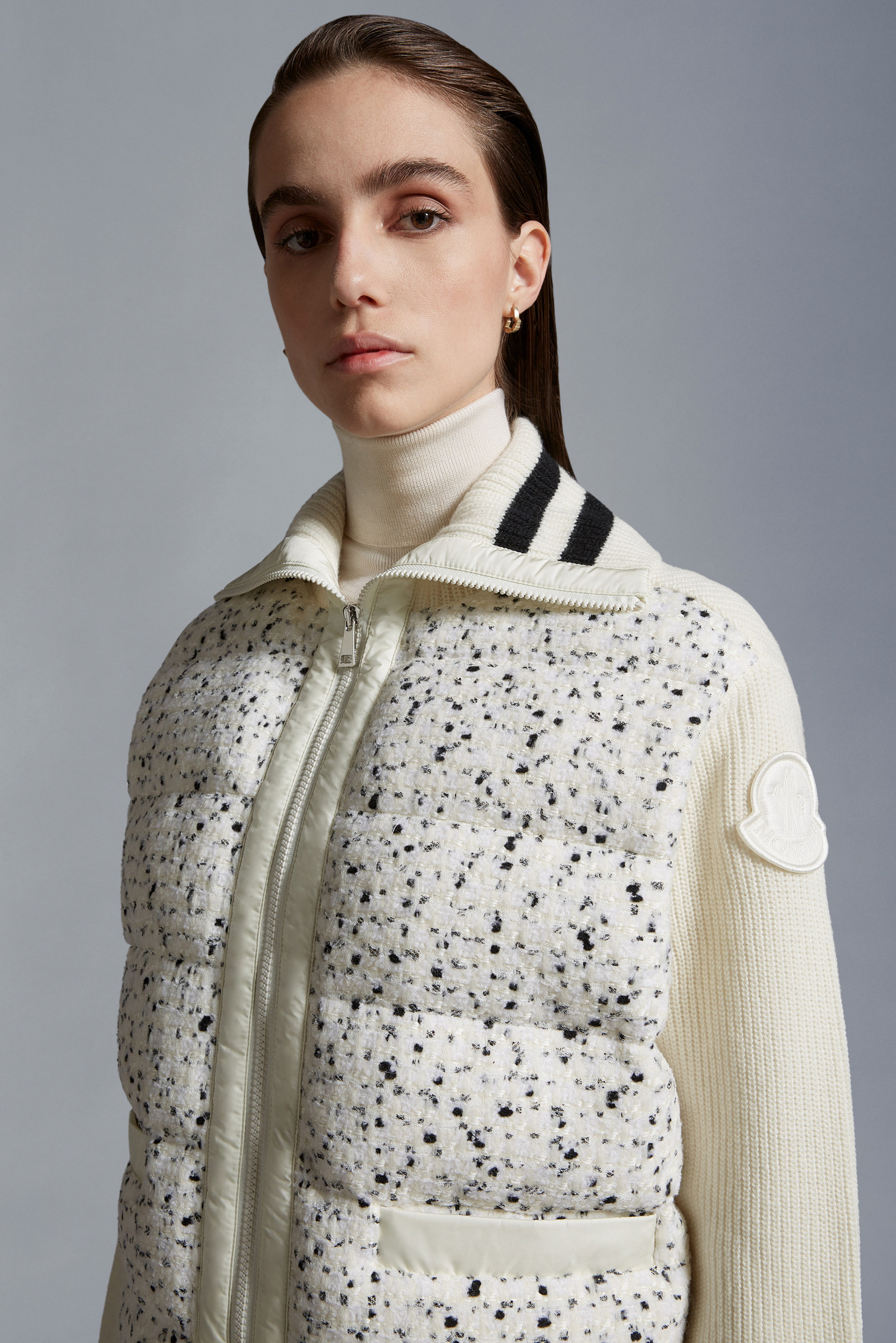 Black & White Padded Tweed Cardigan Sweaters & Cardigans for Women Moncler US