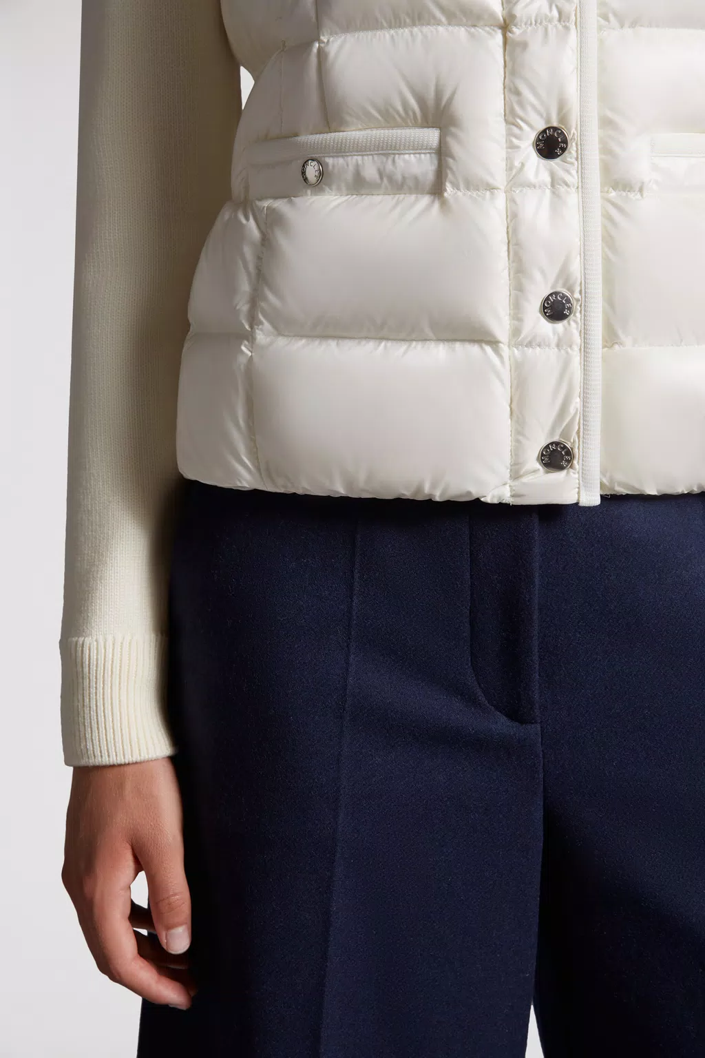 White Padded Wool Cardigan - Sweaters & Cardigans for Women | Moncler SE