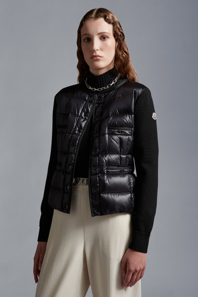 Black Padded Wool Cardigan - Sweaters & Cardigans for Women | Moncler US