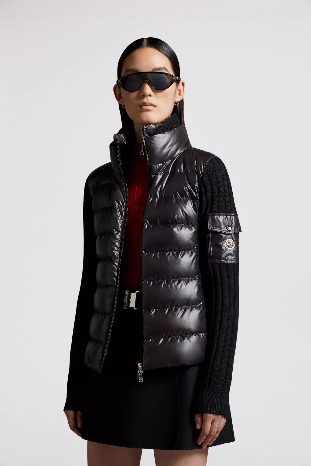 Black Padded Cotton Cardigan - Sweaters & Cardigans for Women | Moncler ES