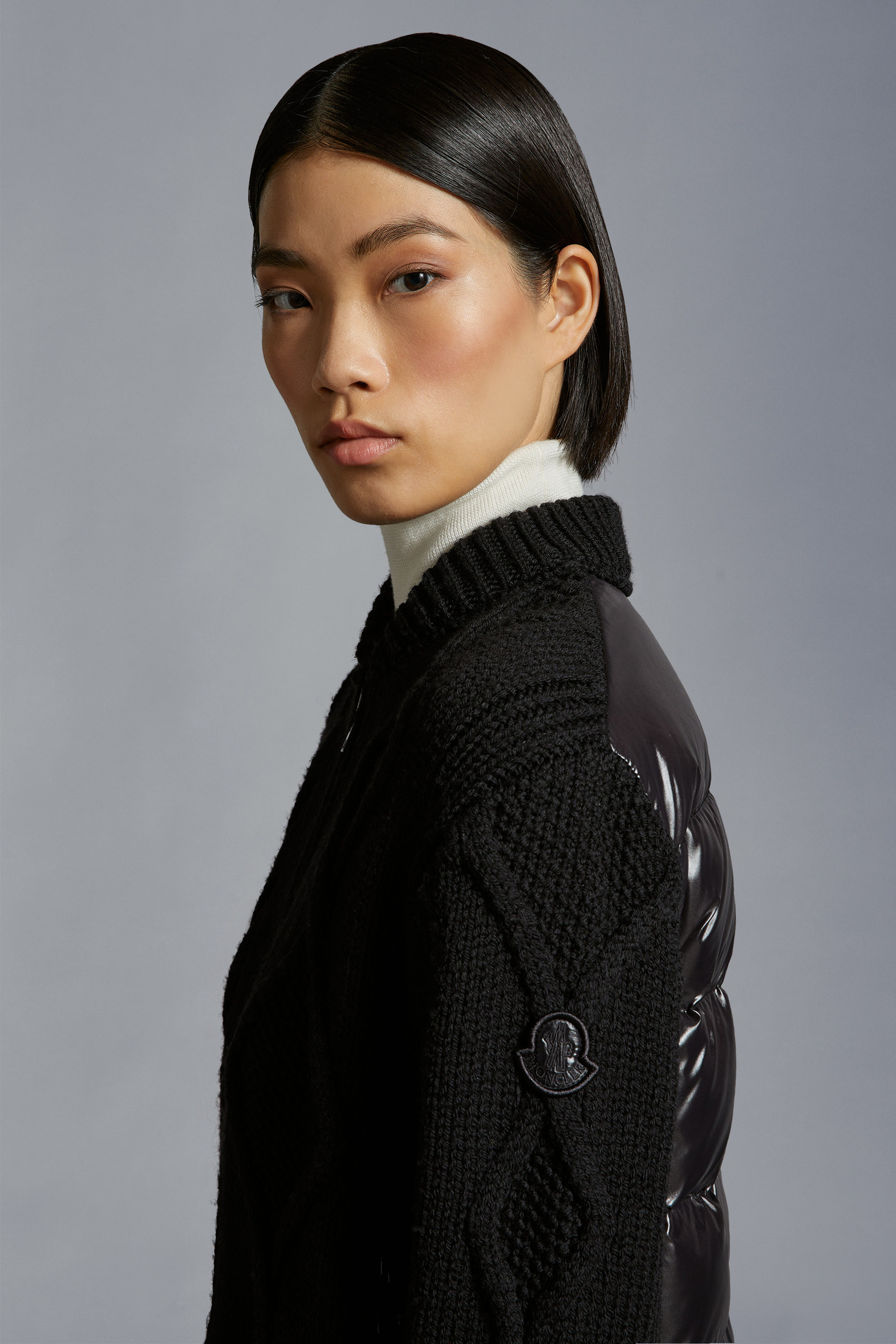 Black Padded Wool ZipUp Cardigan Sweaters & Cardigans for Women