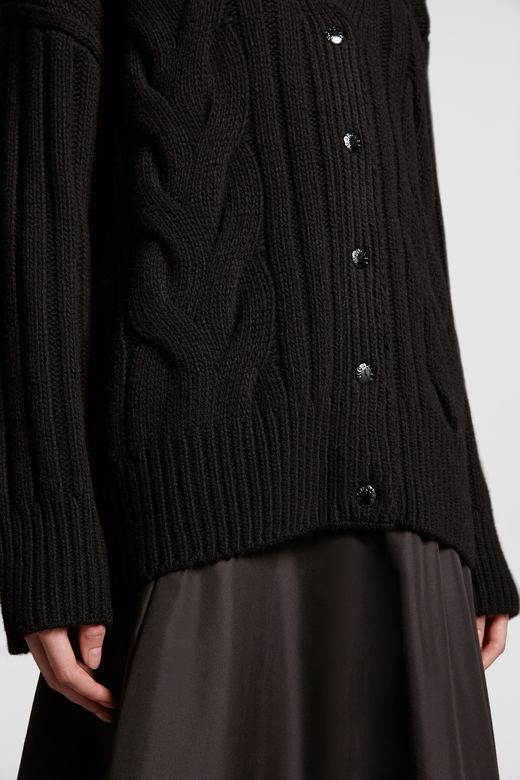 Black Cable Knit Cashmere Cardigan Sweaters & Cardigans for Women