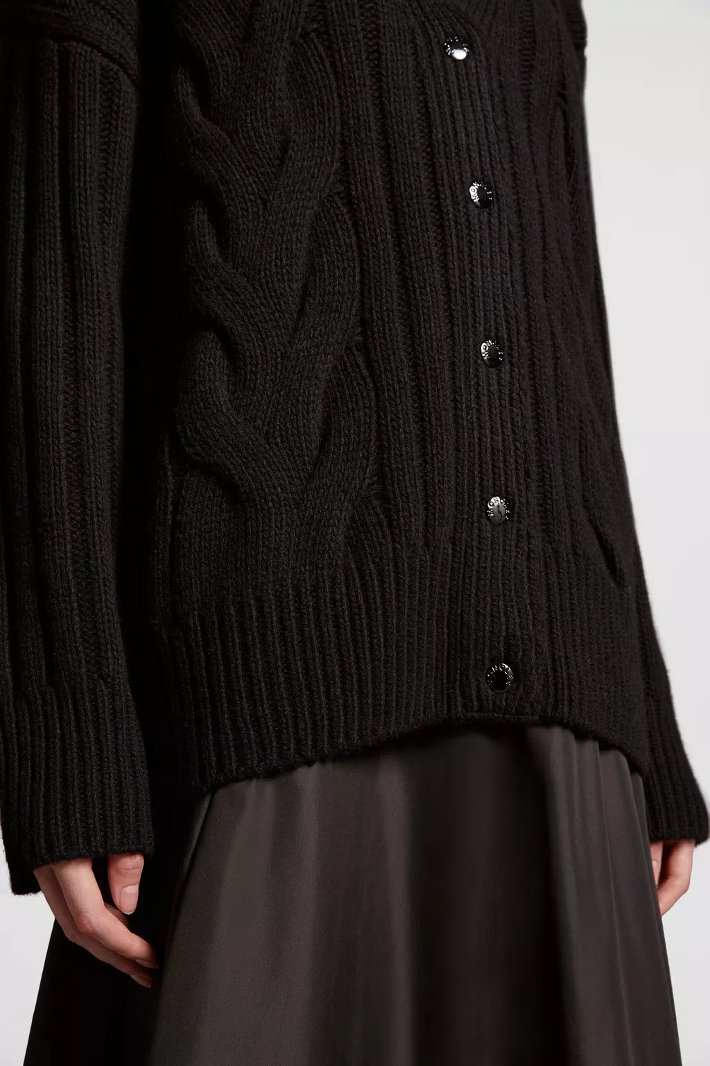 Black Cable Knit Cashmere Cardigan Sweaters & Cardigans for Women