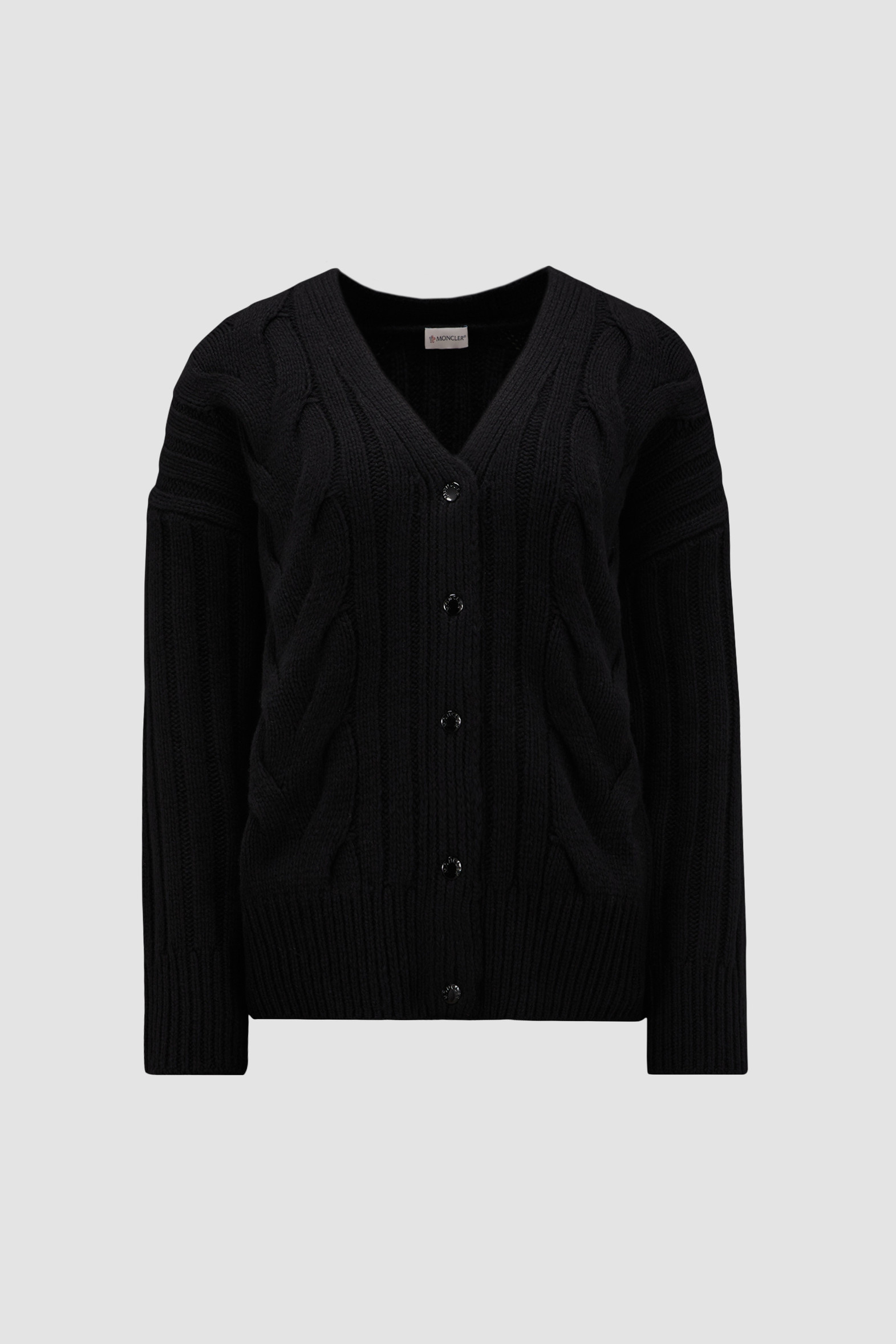 Black Cable Knit Cashmere Cardigan Sweaters & Cardigans for Women
