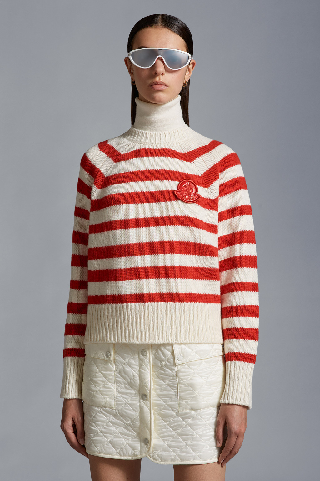 White u0026 Red Striped Wool Sweater - Sweaters u0026 Cardigans for Women | Moncler  US
