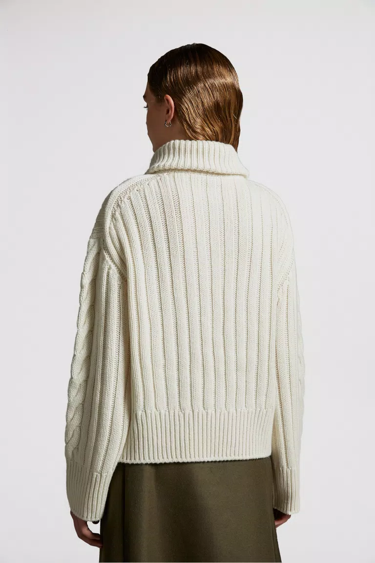 White Cable Knit Cashmere Polo Neck Jumper - Sweaters & Cardigans for ...