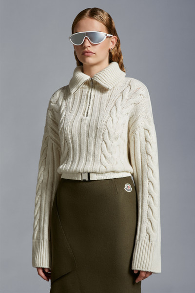 Off White Cable Knit Cashmere Turtleneck Sweater - Sweaters & Cardigans ...