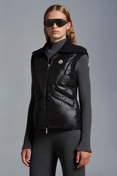 Black Padded Wool Vest - Sweaters & Cardigans for Women | Moncler US