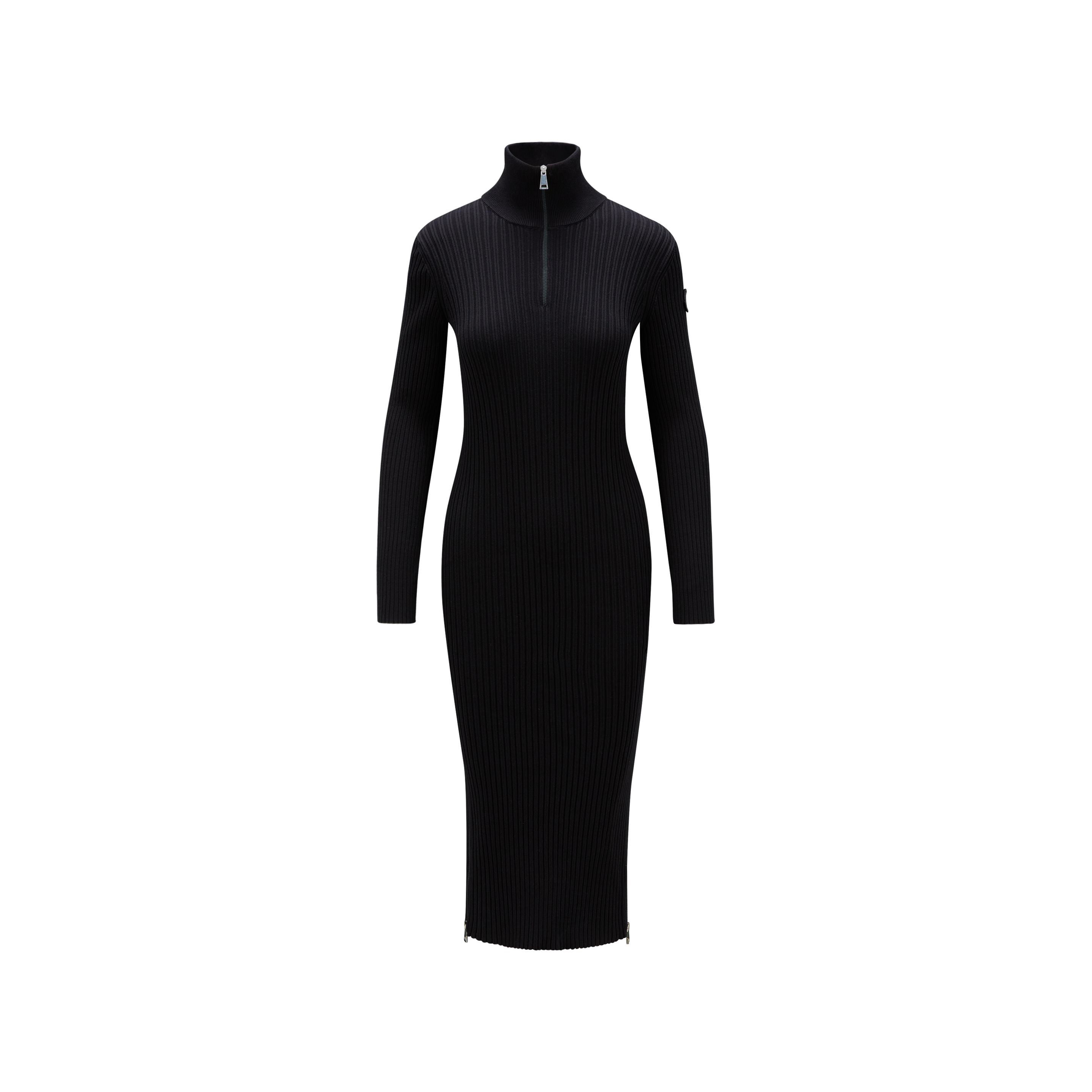 Moncler Collection Robe Longue En Crêpe In Black