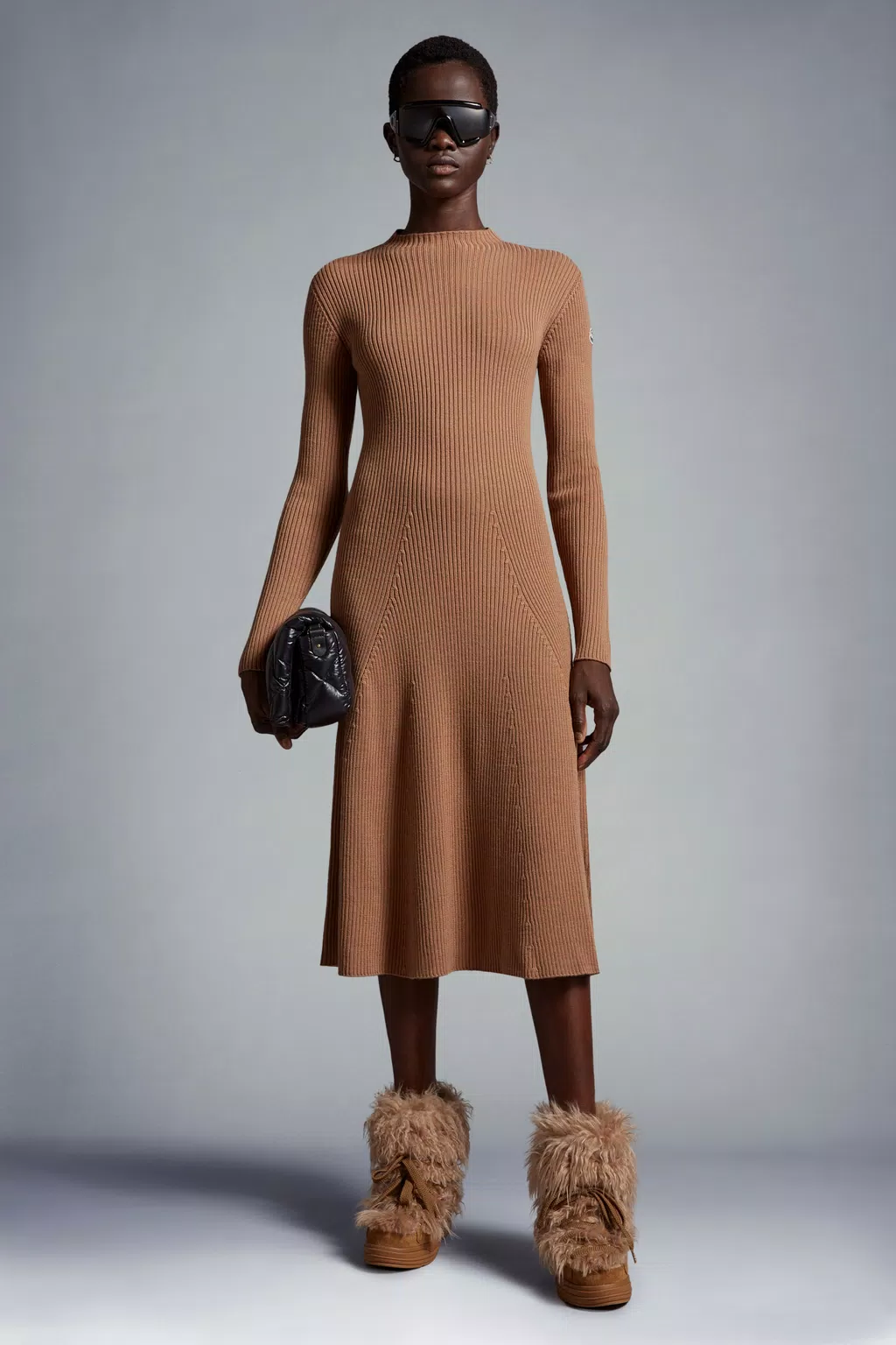 Knit Wool Midi Dress Women Brown Moncler 1