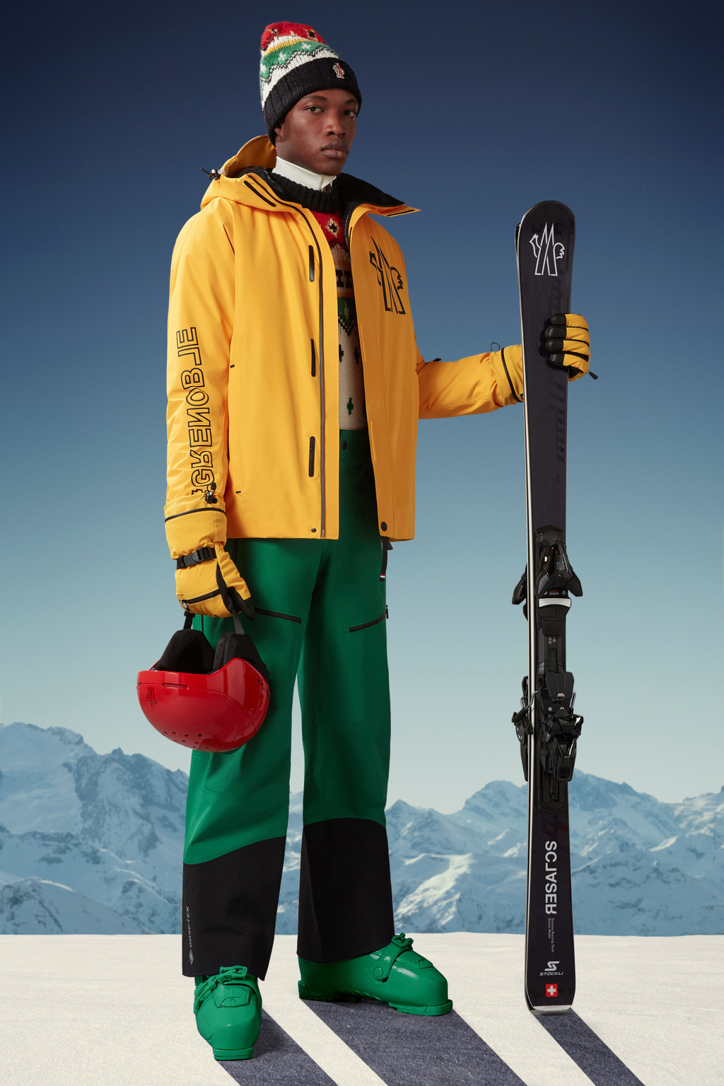 Bright yellow shop ski jacket