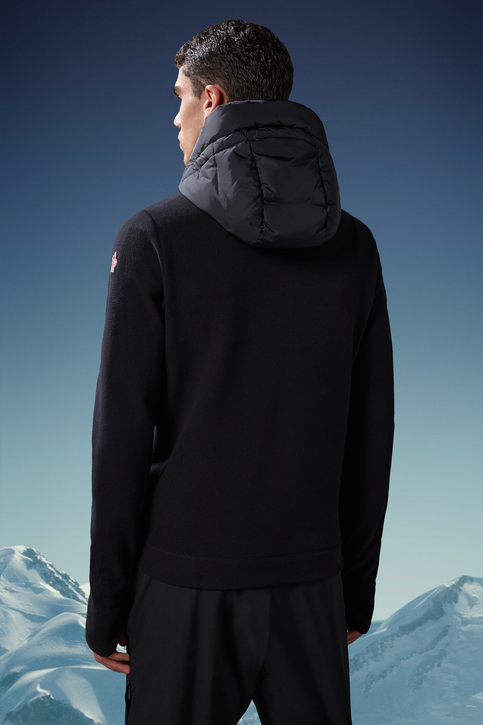 Black Padded Fleece Hoodie Sweatshirts for Men Moncler US