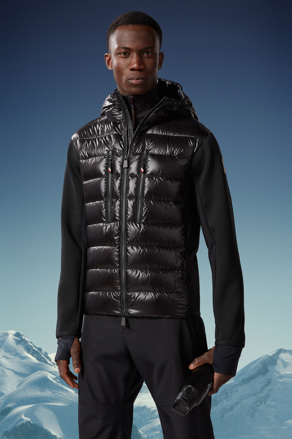 Black Padded Zip-Up Hoodie - Sweaters & Cardigans for Men | Moncler MT