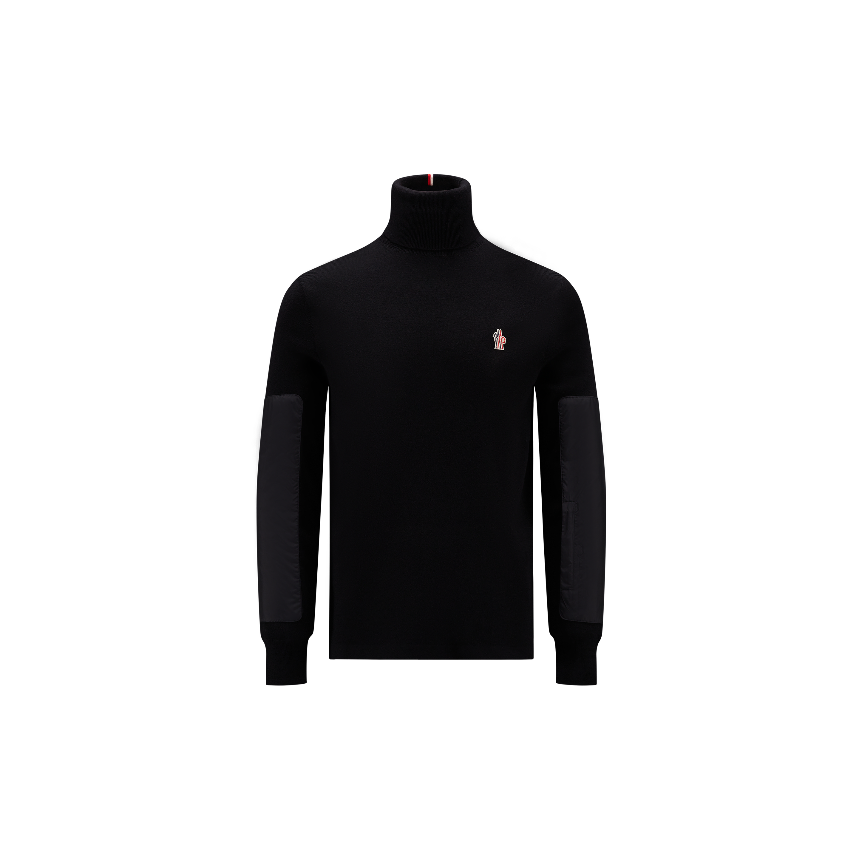 Moncler Wool Turtleneck Sweater Featuring Ribbed Cuffs In Black