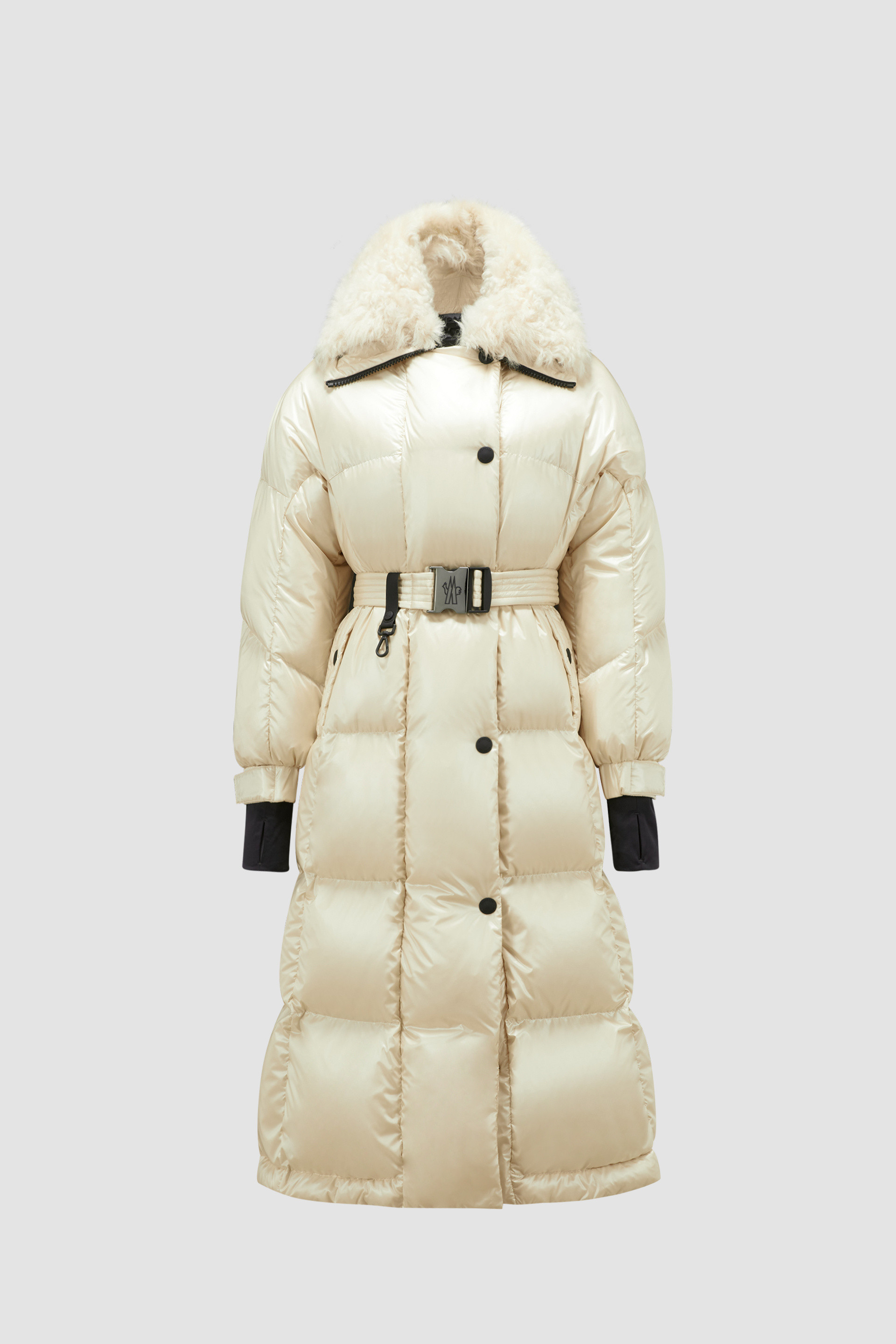 Light Beige Chamoille Long Down Jacket - Long Down Jackets for 