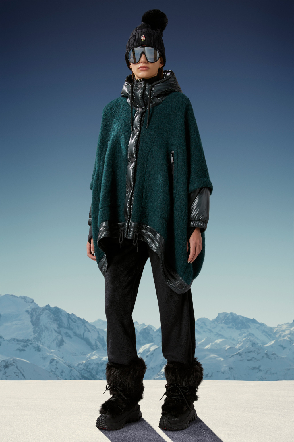 Forest Green Mohair, Wool & Alpaca Cape - Capes for Women | Moncler JP