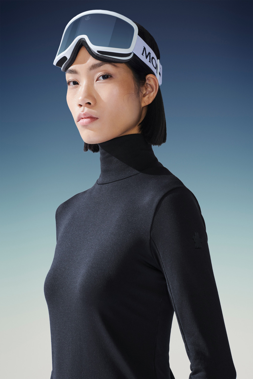 Black Base Layer Polo Neck Sweatshirts for Women Moncler DE